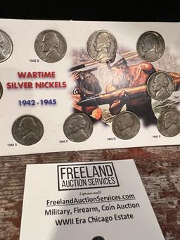 Wartime SILVER Nickels 1942-1945 complete group of 11