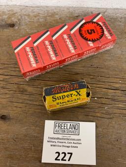 Group of 6 .22 Long Rifle Ammo boxes