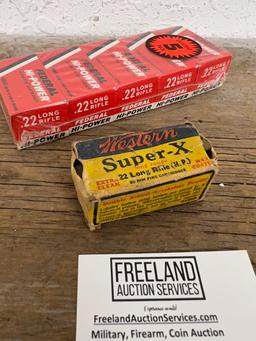 Group of 6 .22 Long Rifle Ammo boxes