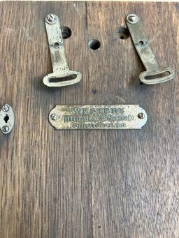 Three early Oak telephone top boxes and ringer boxes