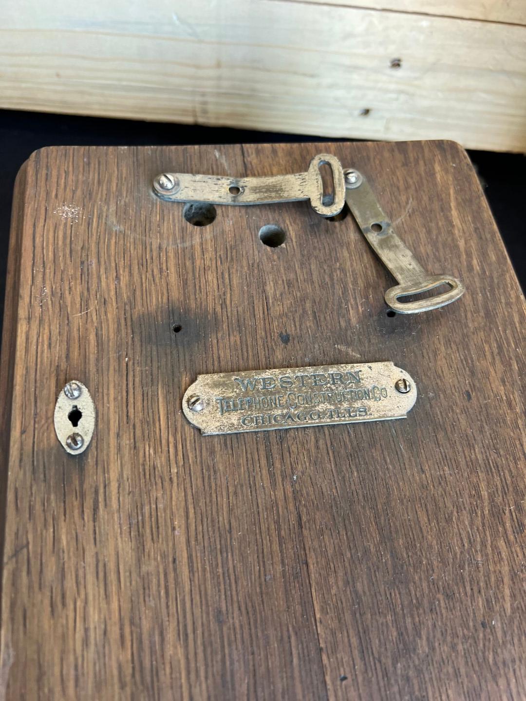 Three early Oak telephone top boxes and ringer boxes