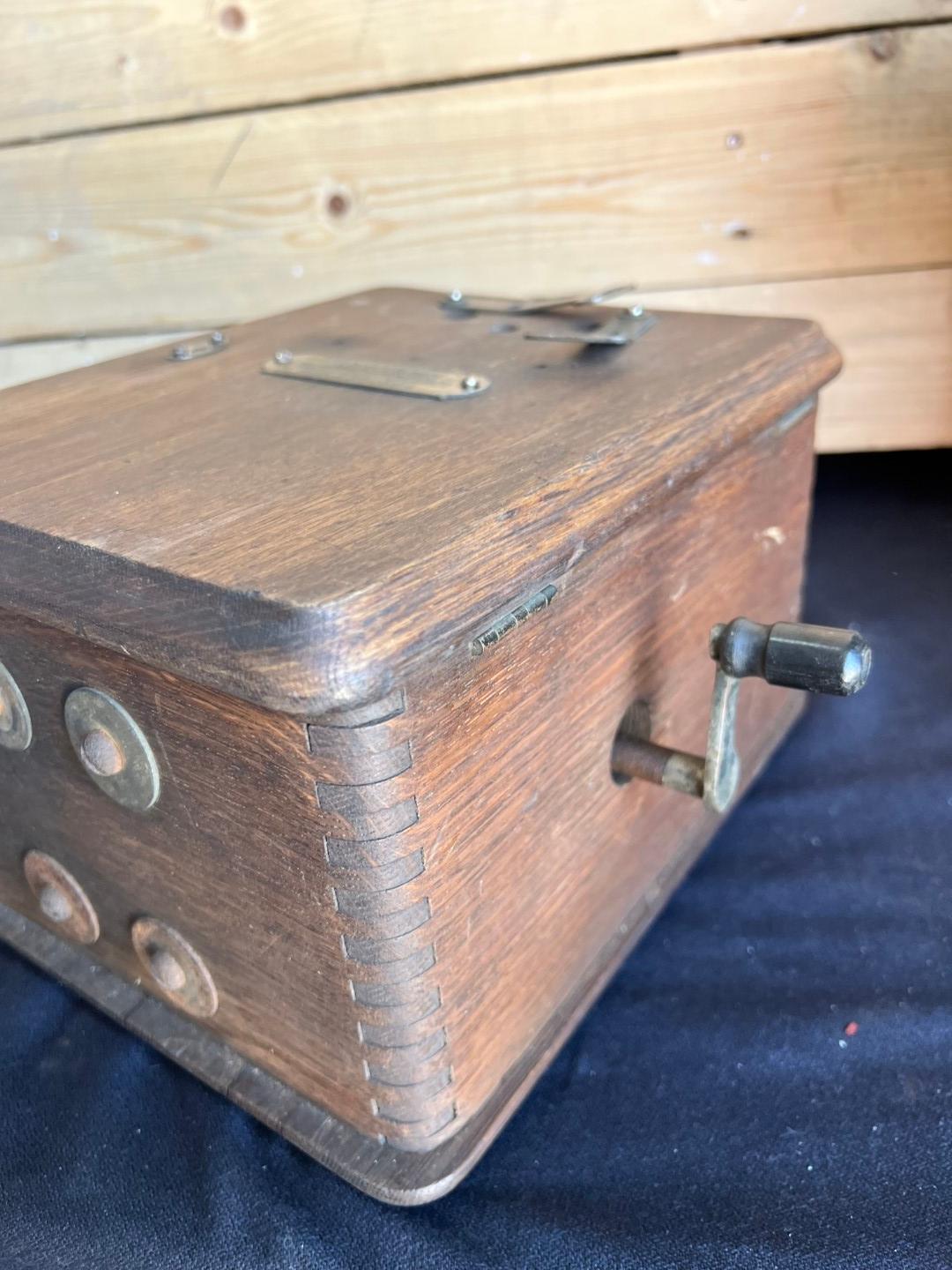 Three early Oak telephone top boxes and ringer boxes