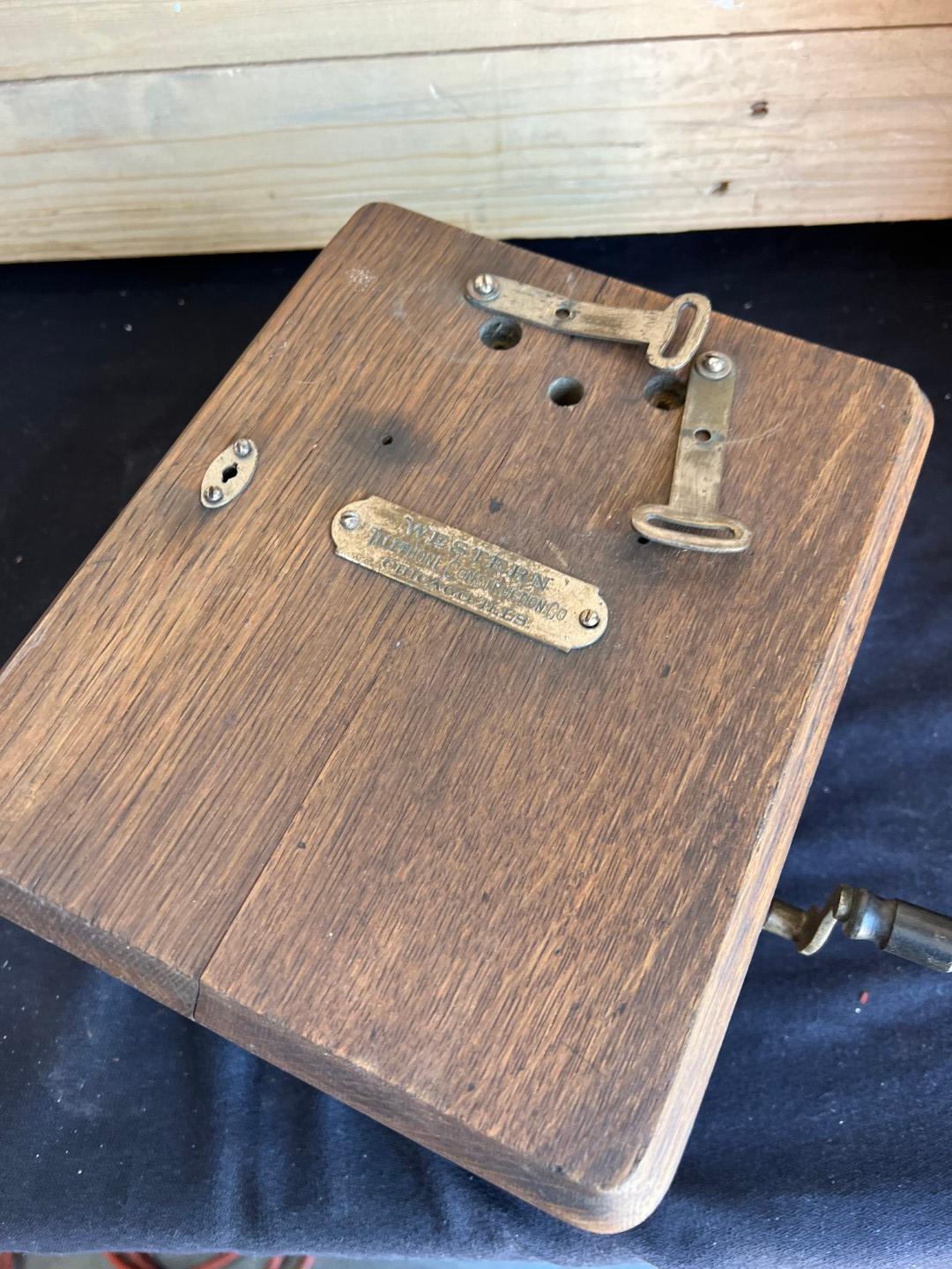 Three early Oak telephone top boxes and ringer boxes