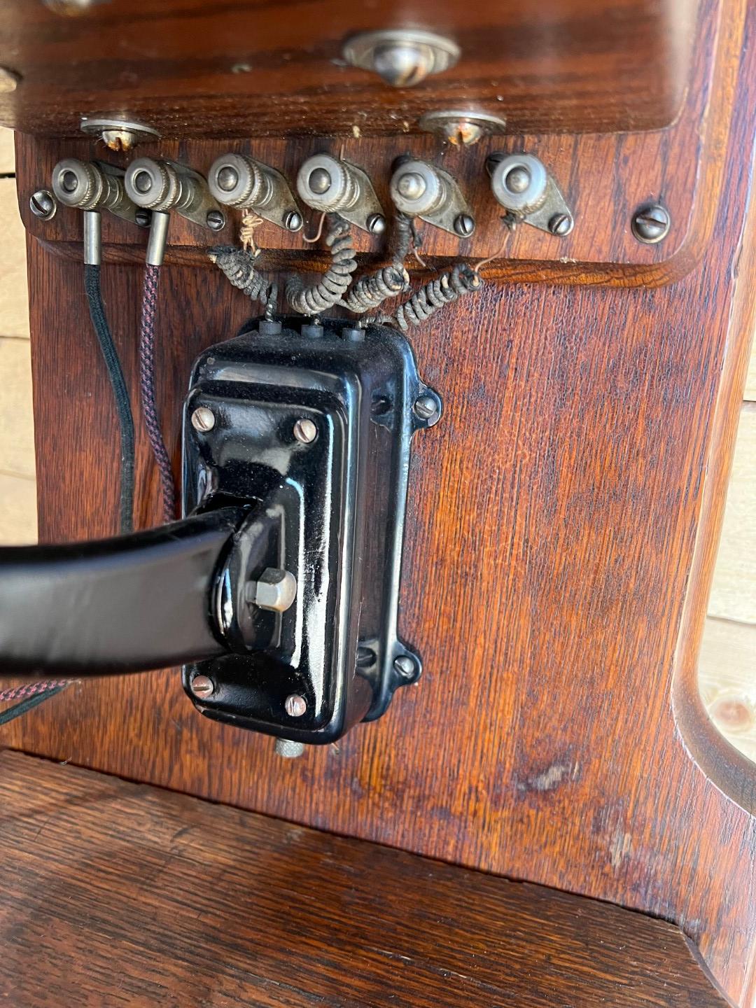 1908 WESCO Style No. 3 Oak Two Box wall telephone