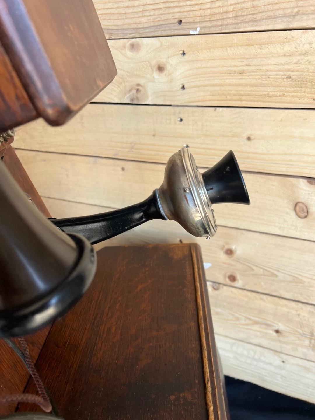 1908 WESCO Style No. 3 Oak Two Box wall telephone