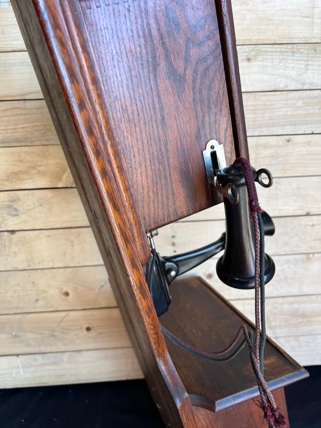 1908 WESCO Style No. 3 Oak Two Box wall telephone