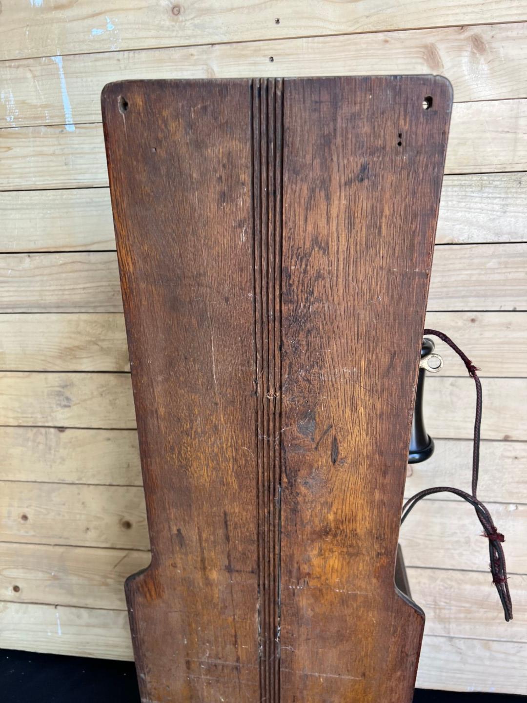 1908 WESCO Style No. 3 Oak Two Box wall telephone