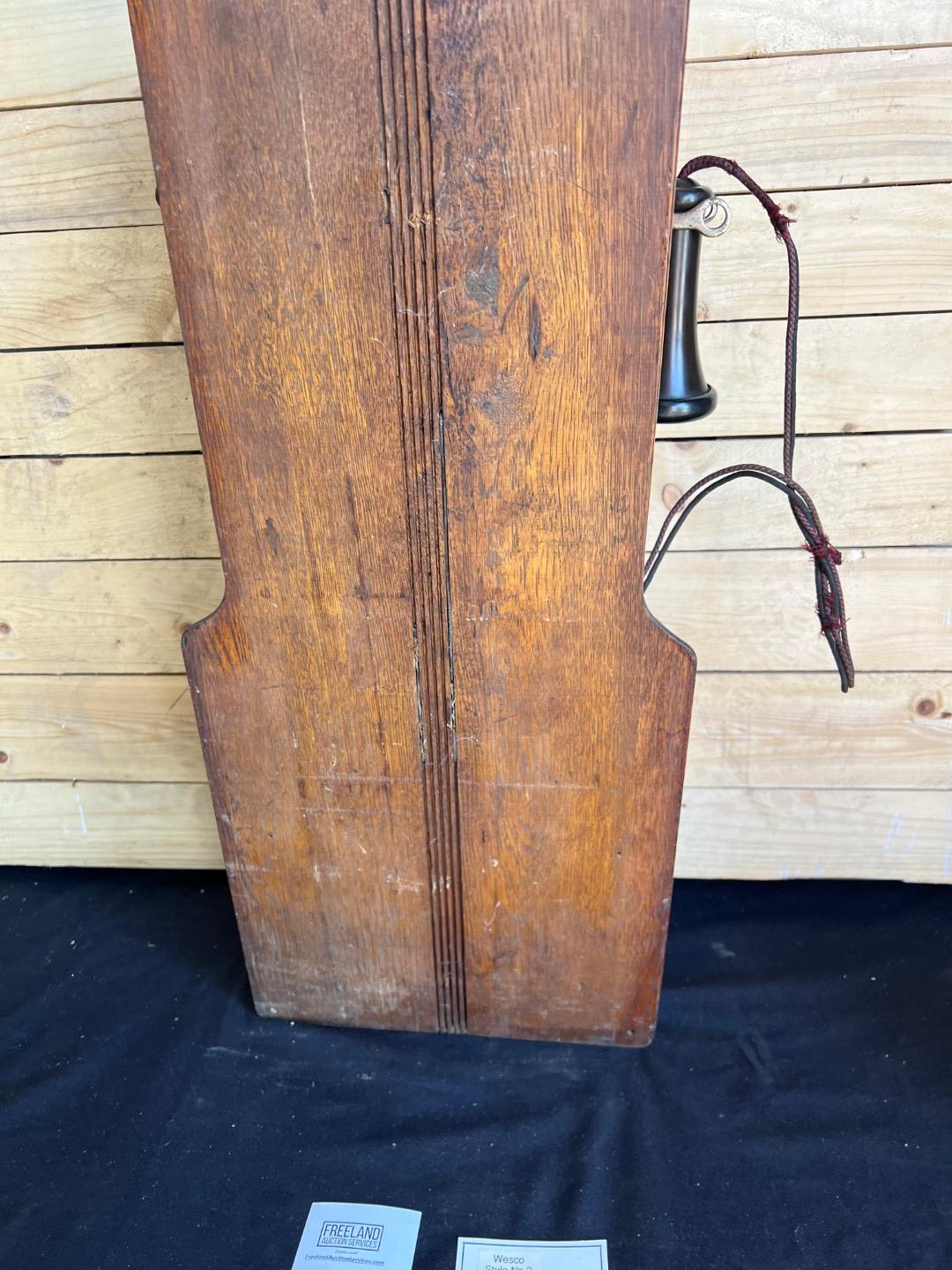 1908 WESCO Style No. 3 Oak Two Box wall telephone