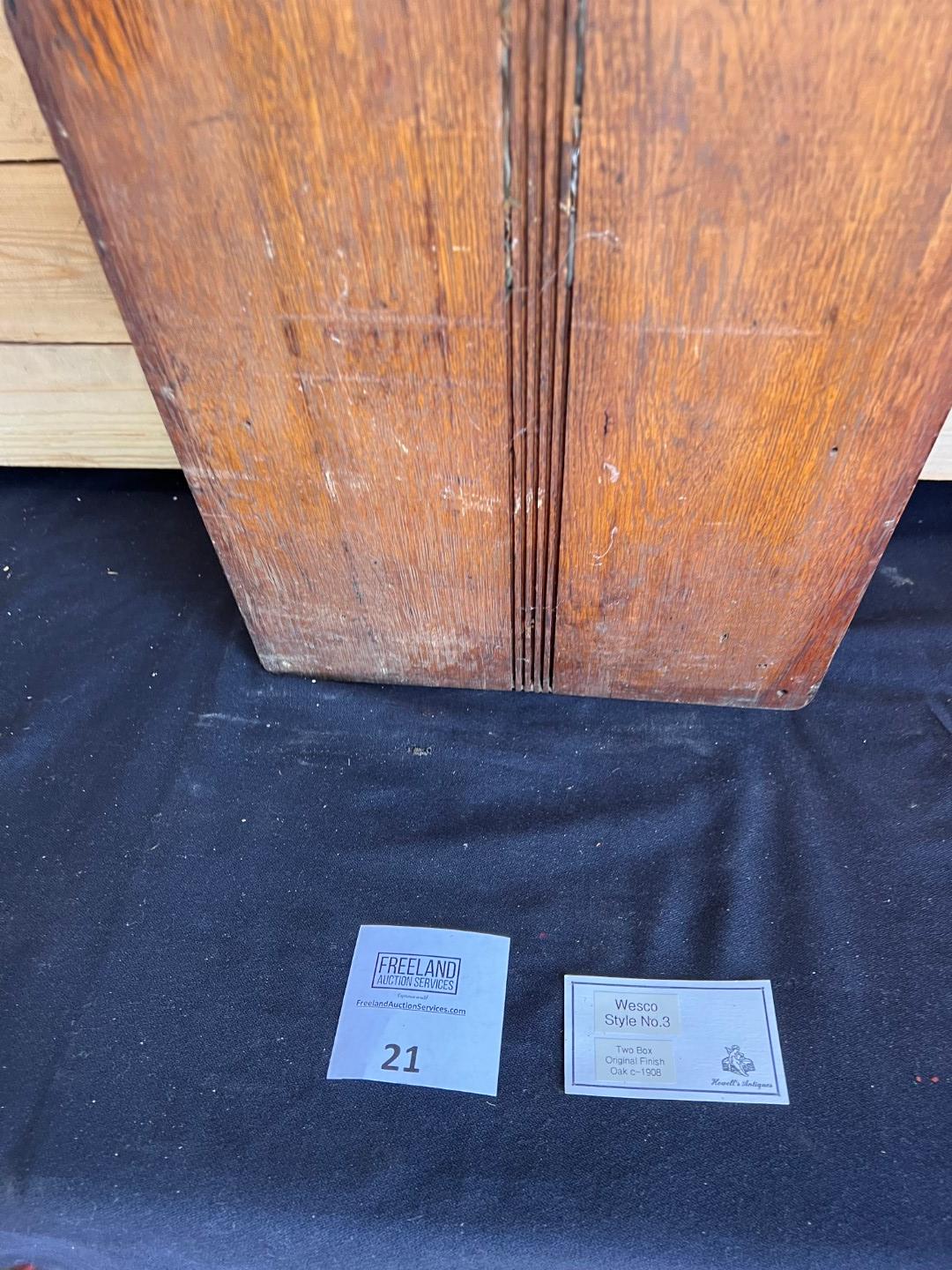 1908 WESCO Style No. 3 Oak Two Box wall telephone
