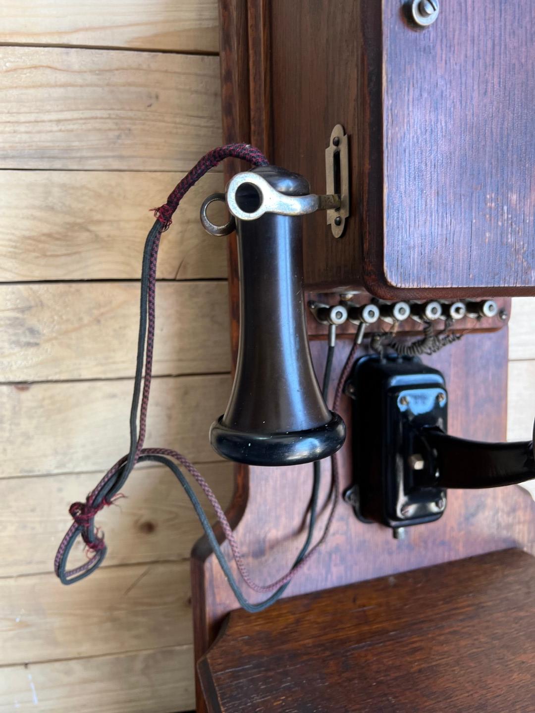 1908 WESCO Style No. 3 Oak Two Box wall telephone