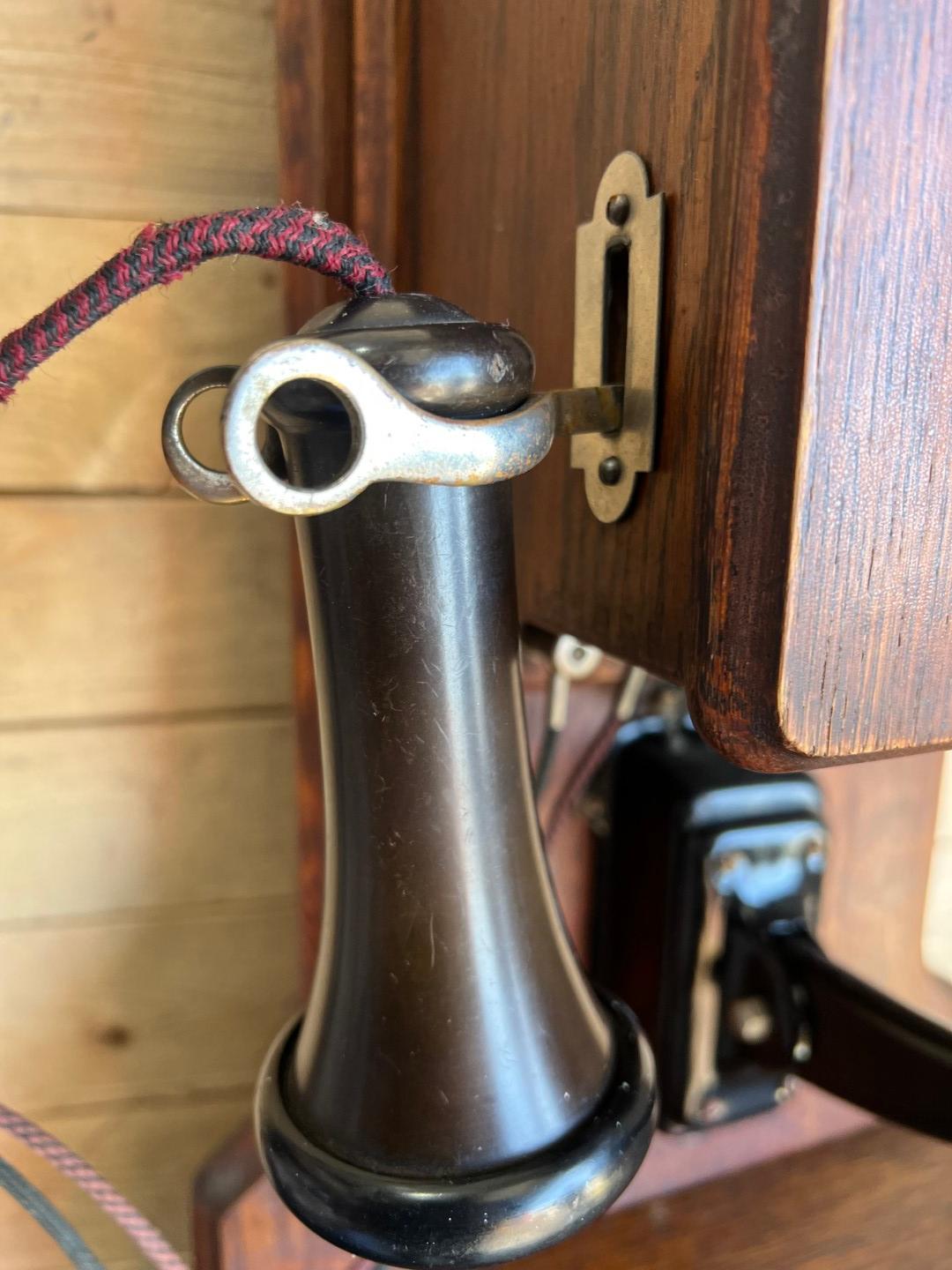 1908 WESCO Style No. 3 Oak Two Box wall telephone
