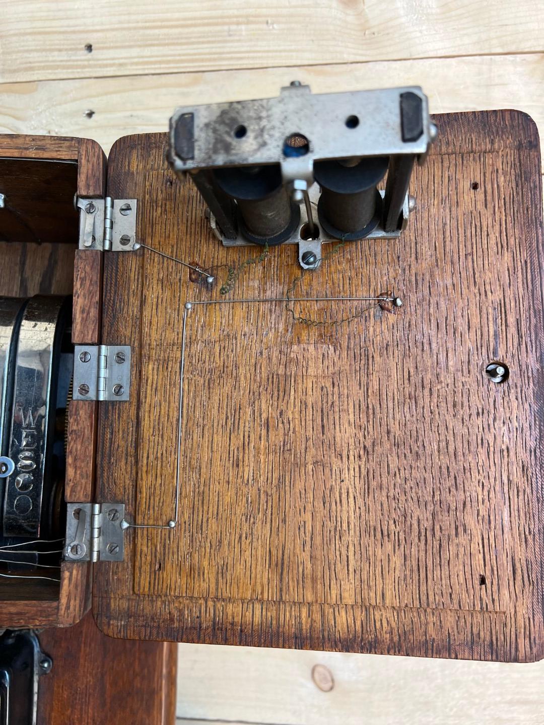 1908 WESCO Style No. 3 Oak Two Box wall telephone