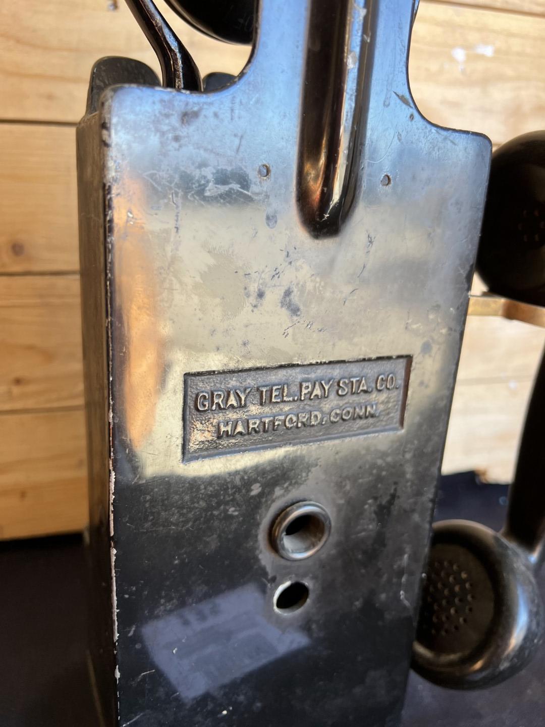 Gray PayStation model 24 multi-coin portable early 1900s payphone