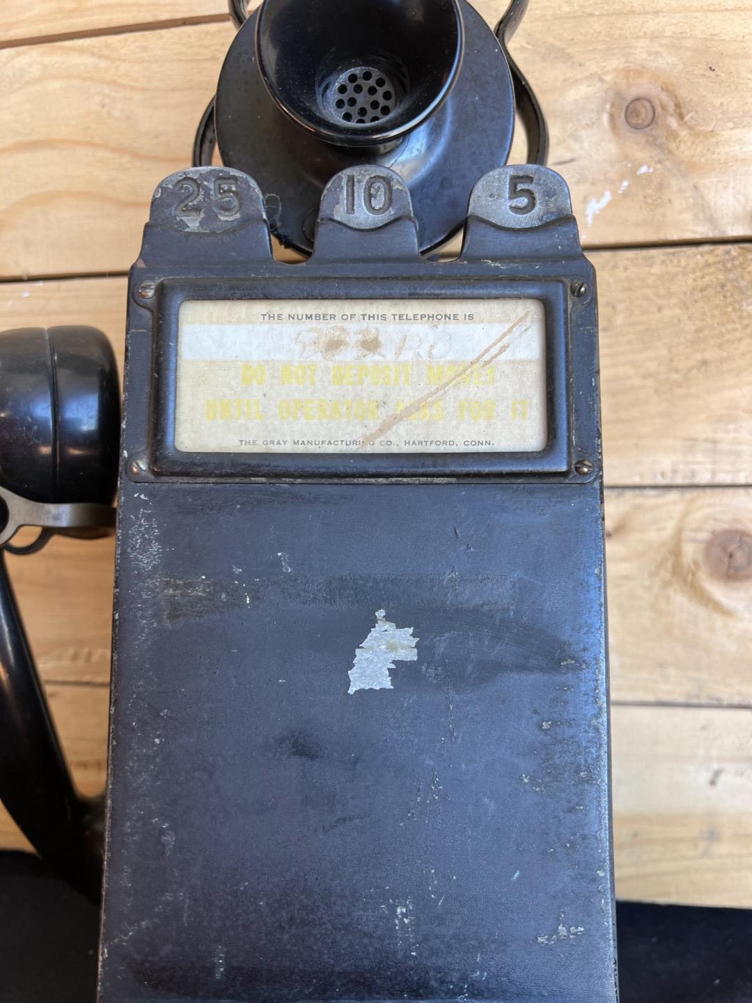 Gray PayStation model 24 multi-coin portable early 1900s payphone