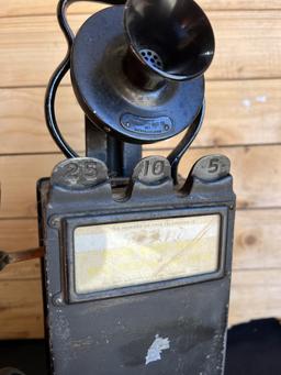 Gray PayStation model 24 multi-coin portable early 1900s payphone