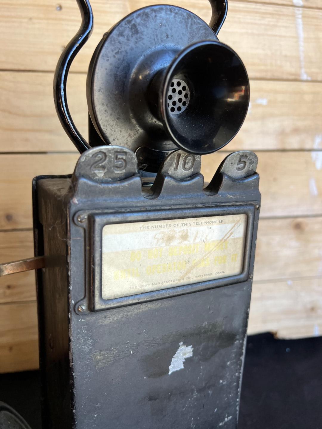 Gray PayStation model 24 multi-coin portable early 1900s payphone