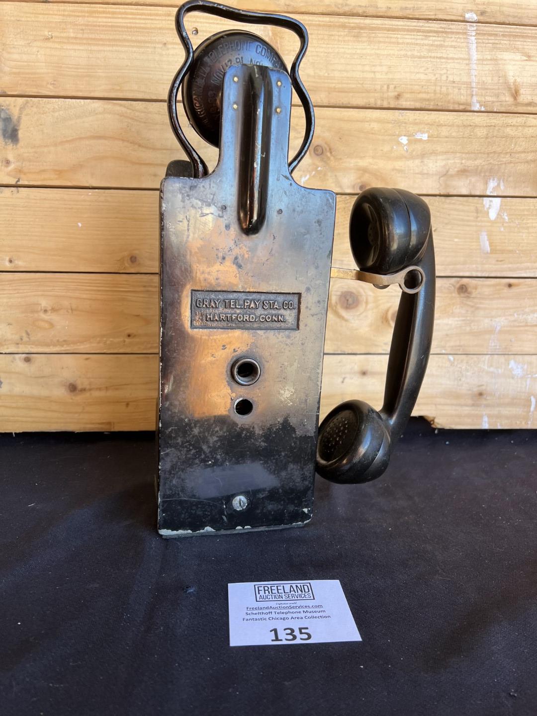 Gray PayStation model 24 multi-coin portable early 1900s payphone