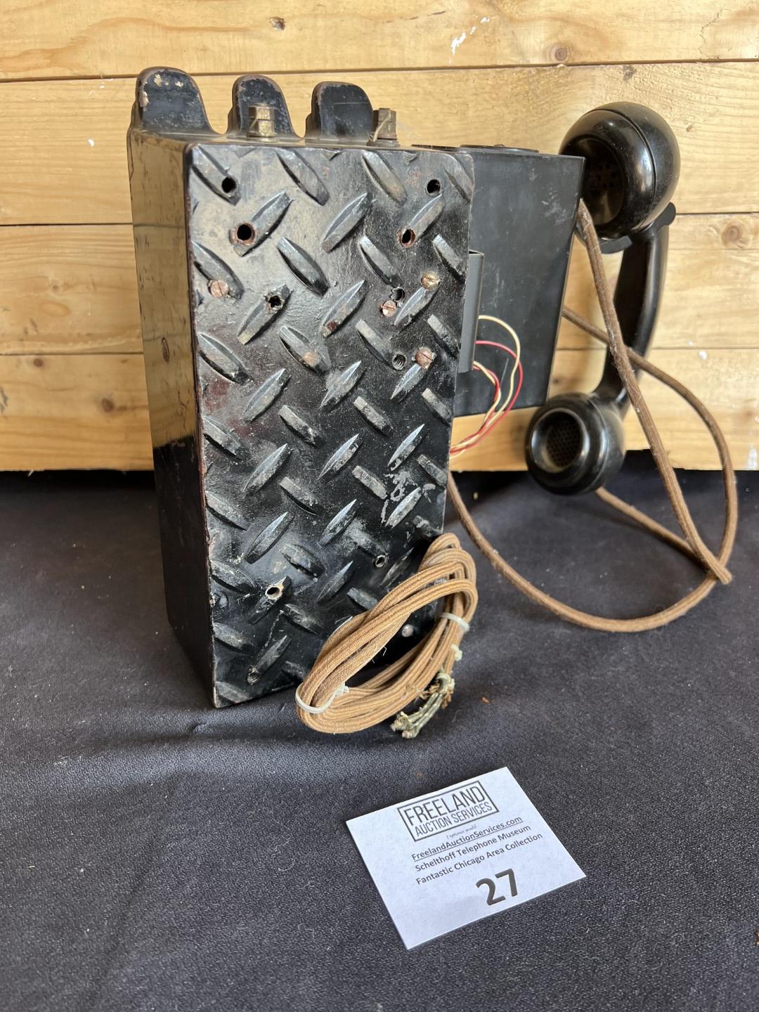 unusual Gray Paystation coin collector attached to a Kellogg Spacesaver telephone