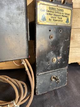 unusual Gray Paystation coin collector attached to a Kellogg Spacesaver telephone