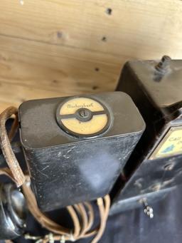unusual Gray Paystation coin collector attached to a Kellogg Spacesaver telephone