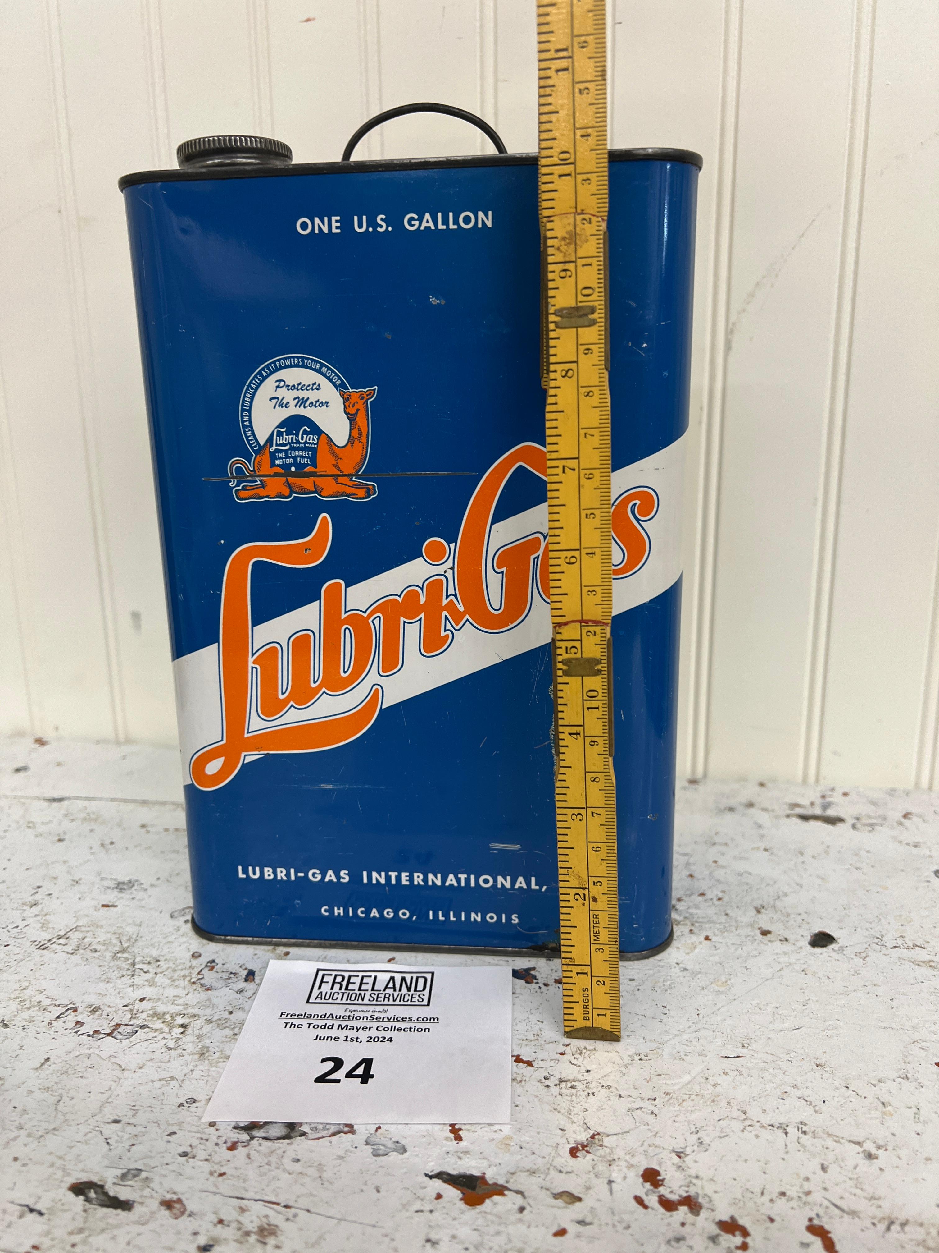 Lubri-Gas one gallon advertising can with CAMEL logo