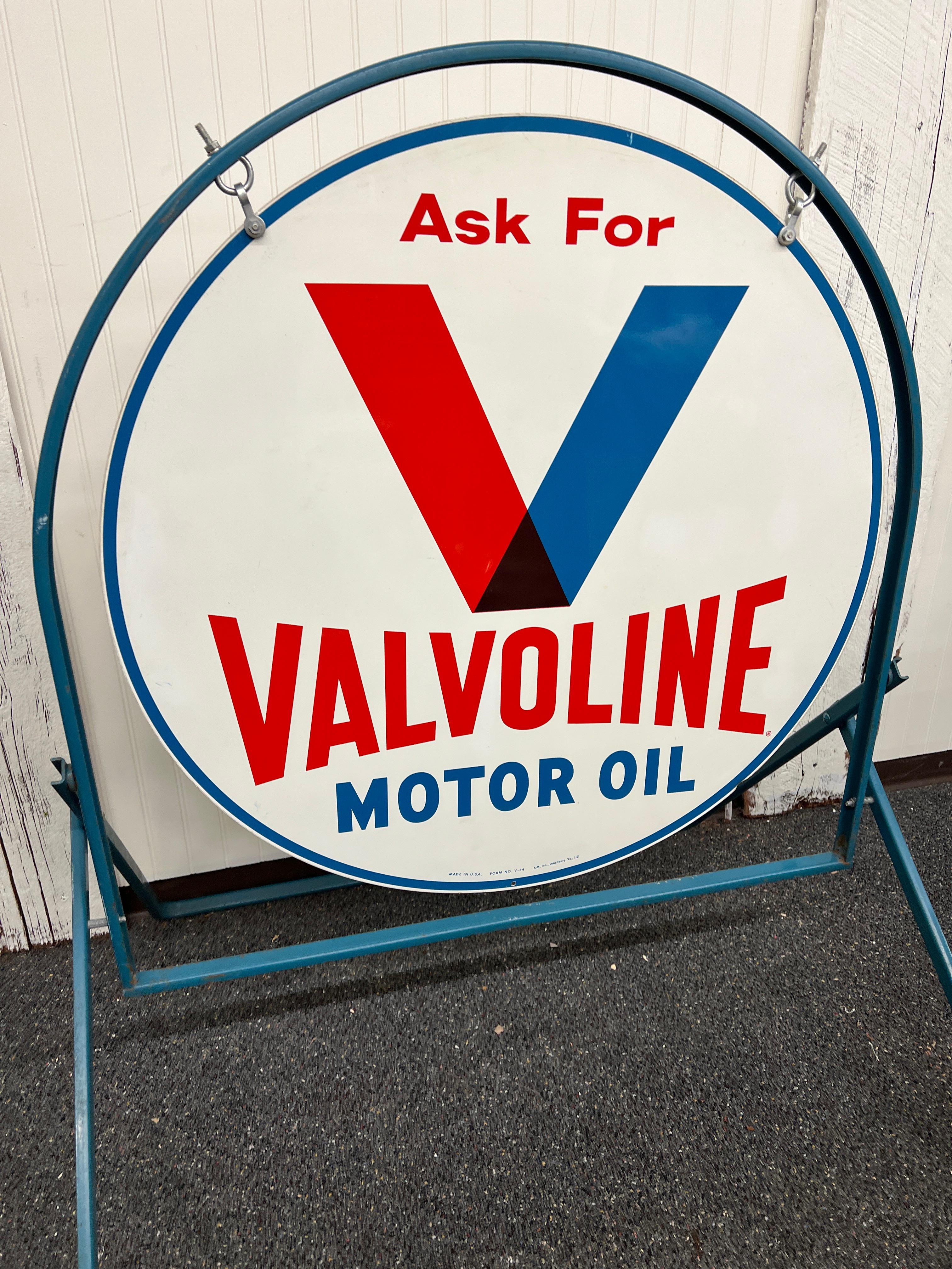 1960s Valvoline Mot or Oil A-M Curb Sign EXCELLENT CONDITION
