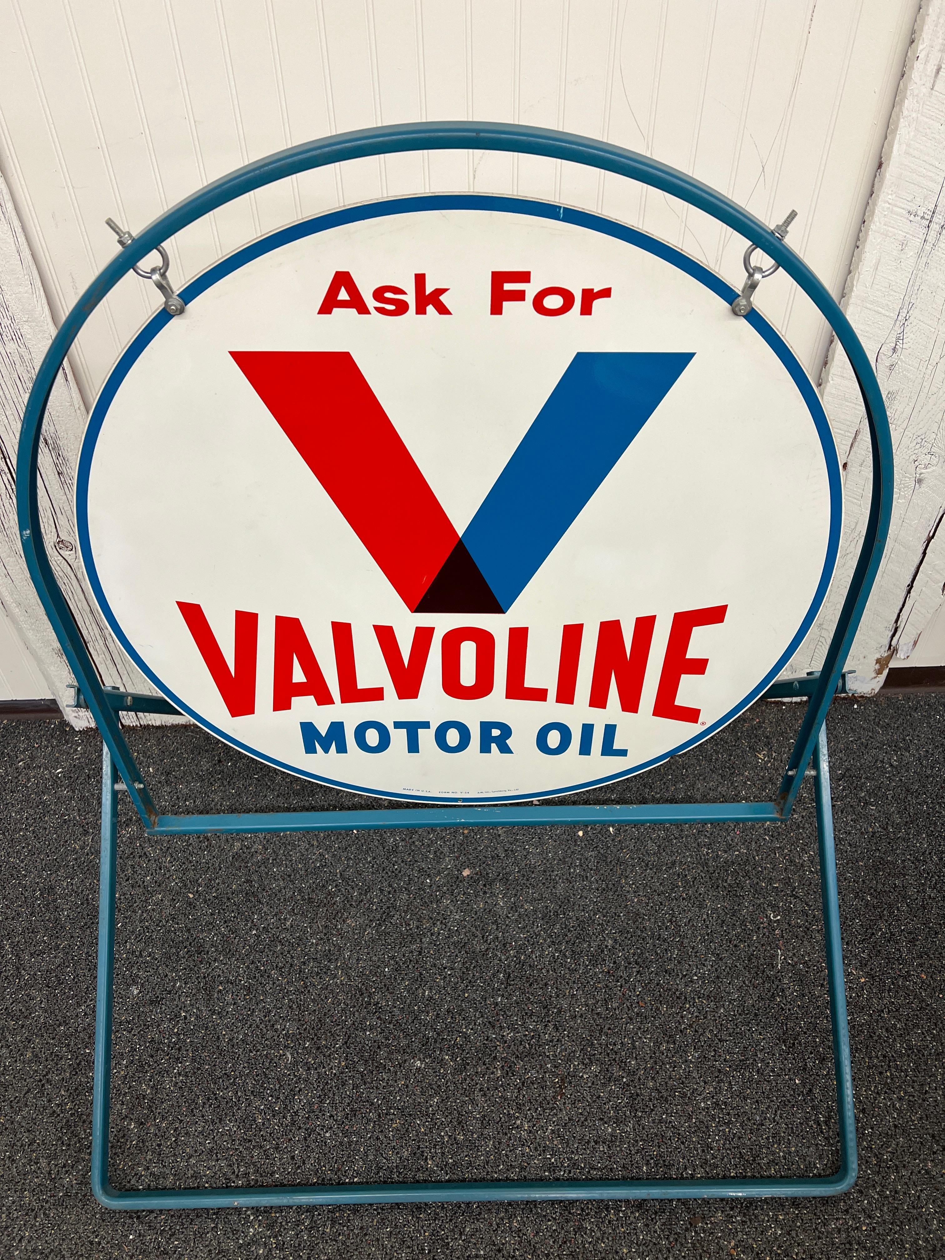 1960s Valvoline Mot or Oil A-M Curb Sign EXCELLENT CONDITION