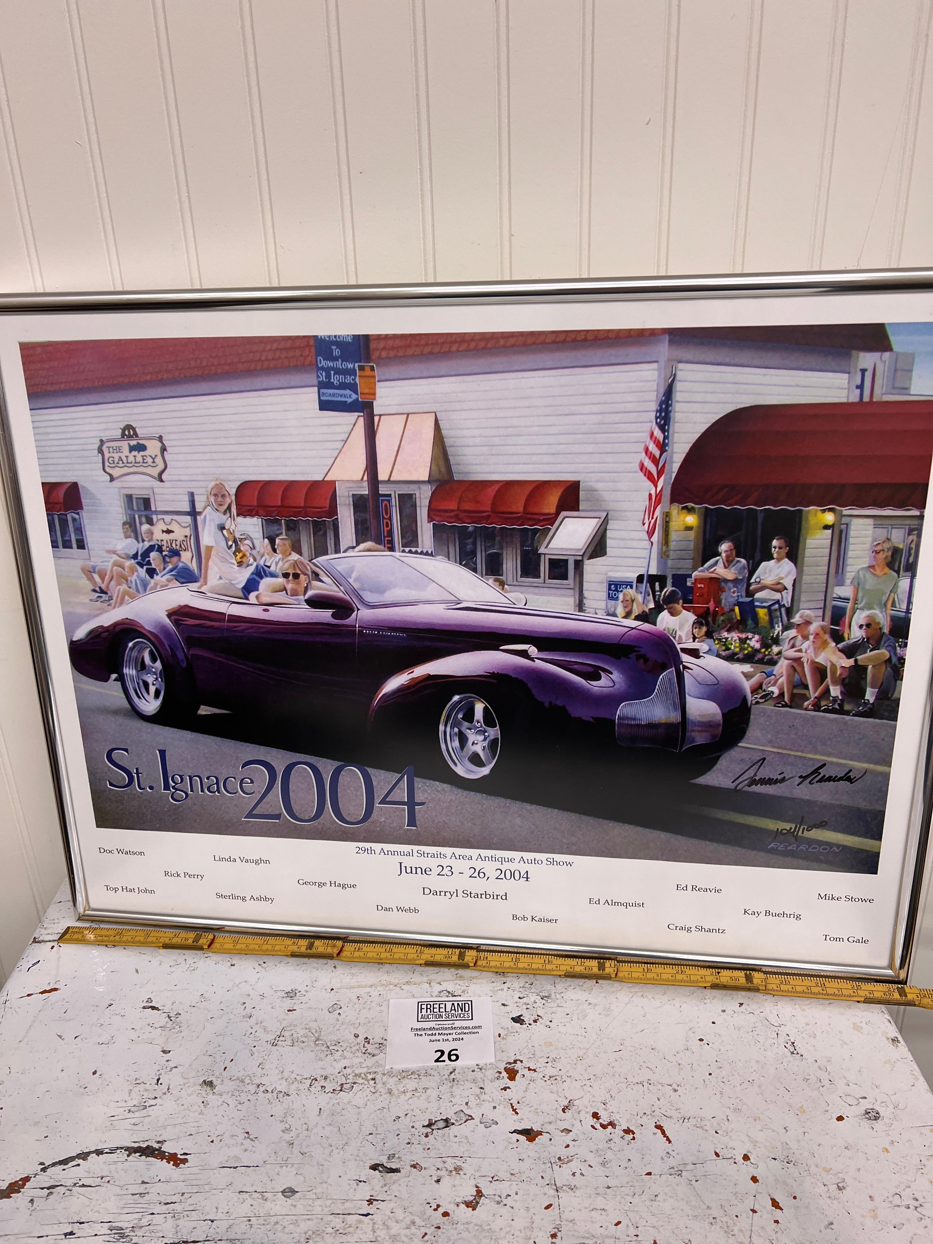 2004 St. Ignace 29th Annual Straits Area Antique Auto Show signed framed print