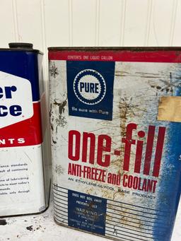 Three Advertising Gas Motor Oil Cans PURE, Super Service, WARCO