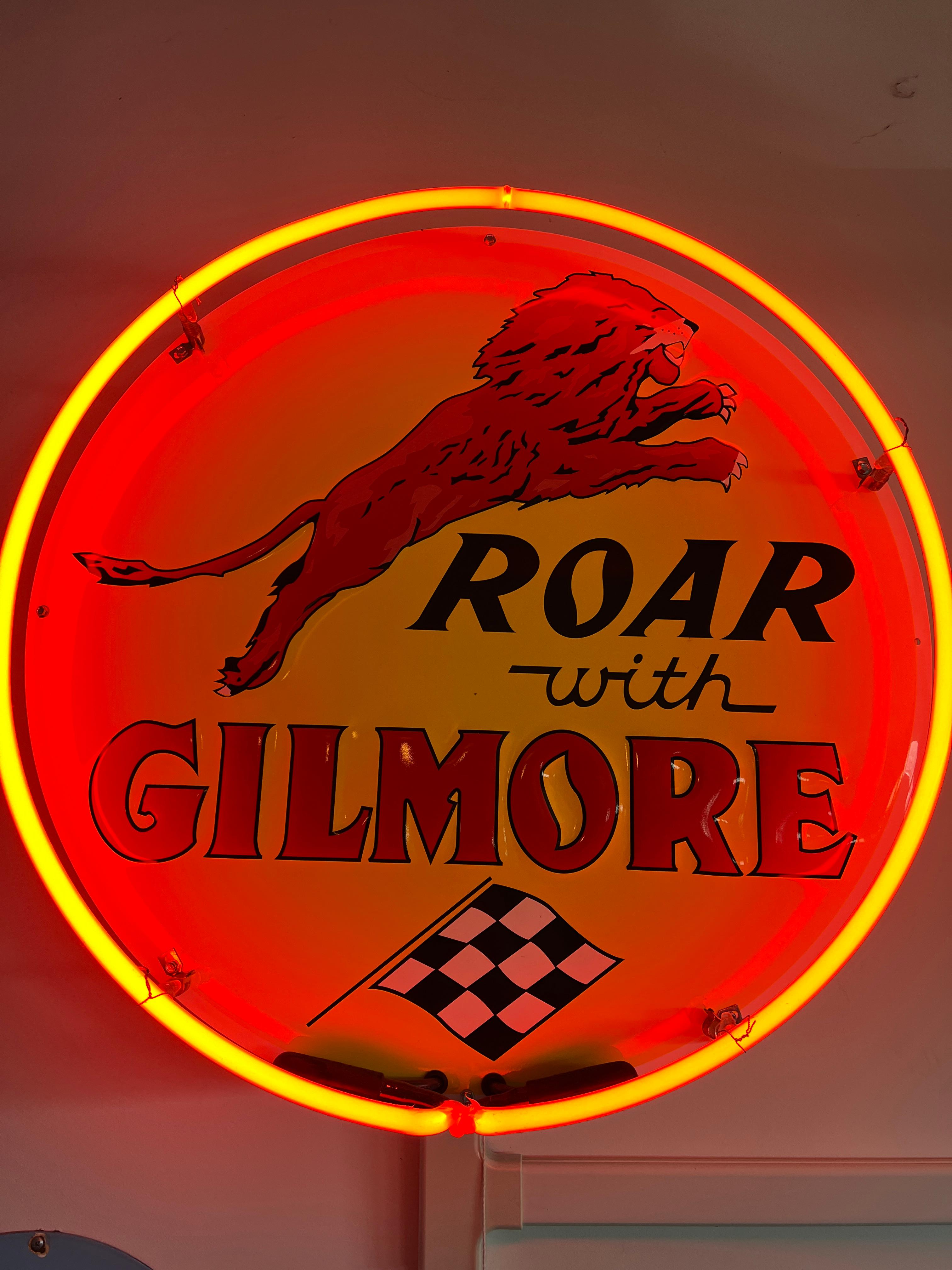 ROAR with GILMORE racing neon lighted sigh in excellent condition