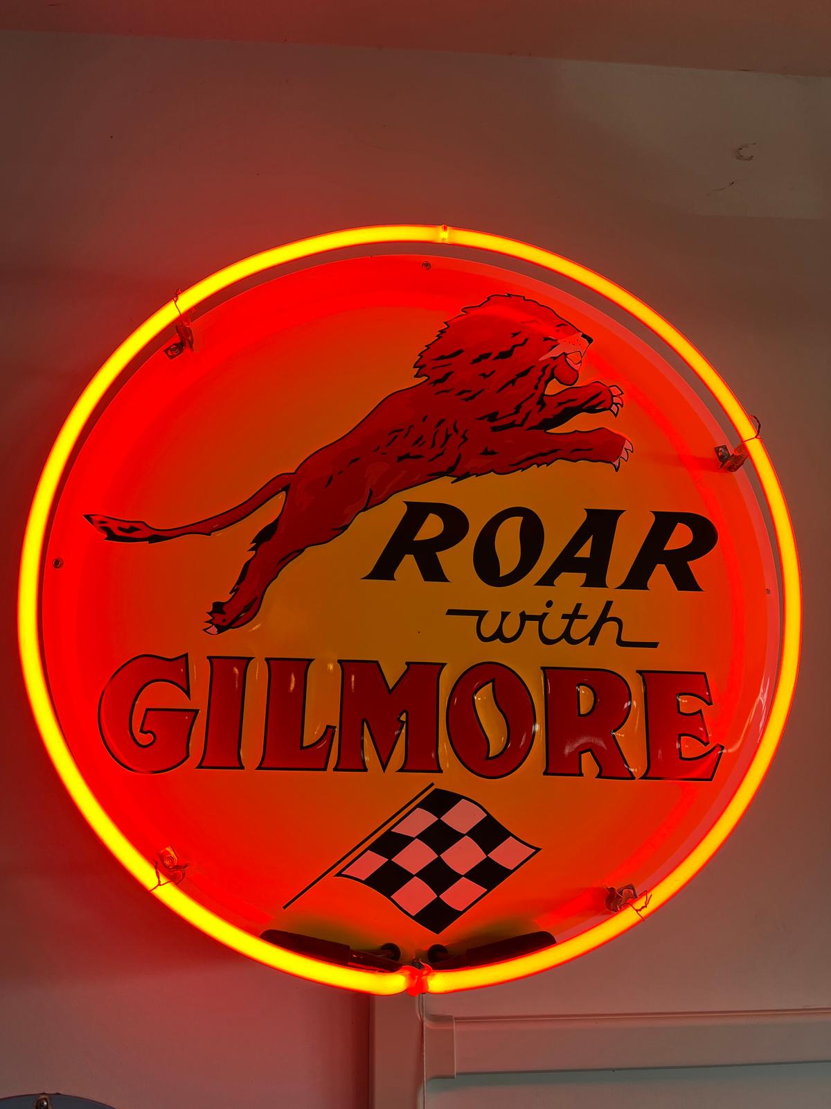 ROAR with GILMORE racing neon lighted sigh in excellent condition