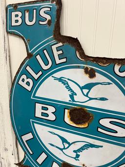 1920s rare BLUE GOOSE Bus Lines large porcelain sign