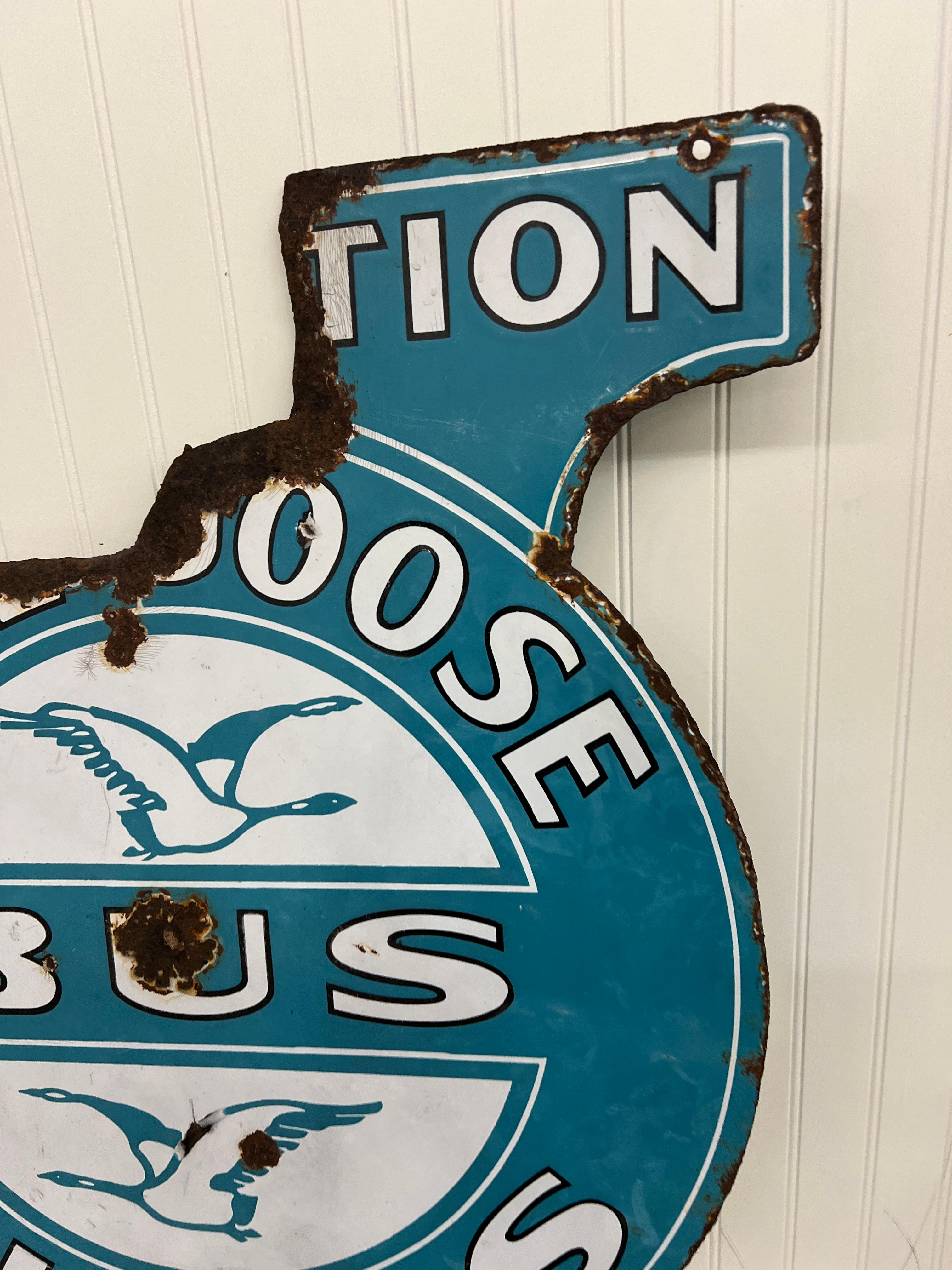 1920s rare BLUE GOOSE Bus Lines large porcelain sign