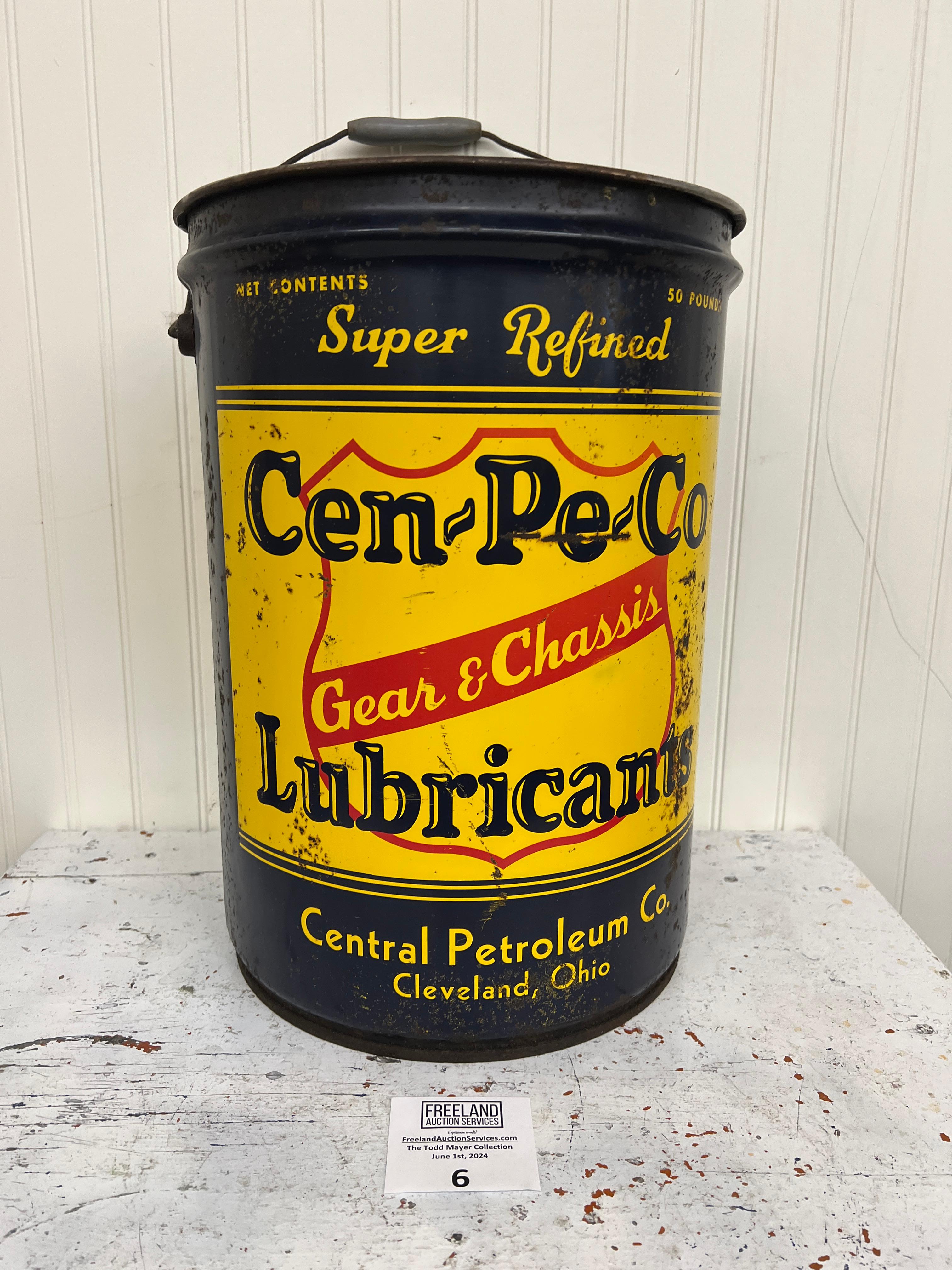 Cen-Pe-Co Lubricants GEAR & CHASSIS 50 lbs steel advertising can