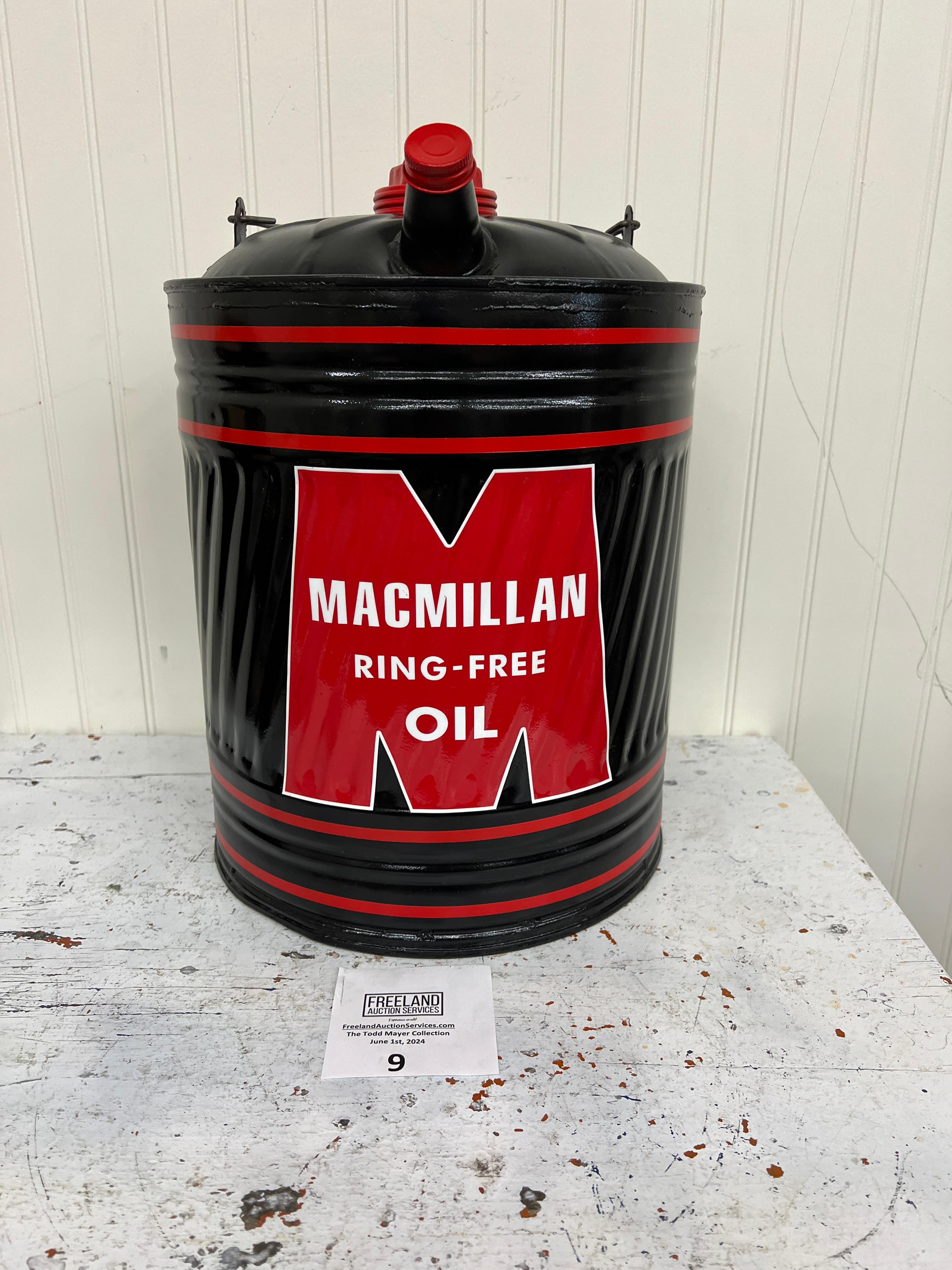 Macmillan Ring Free OIL painted advertising can