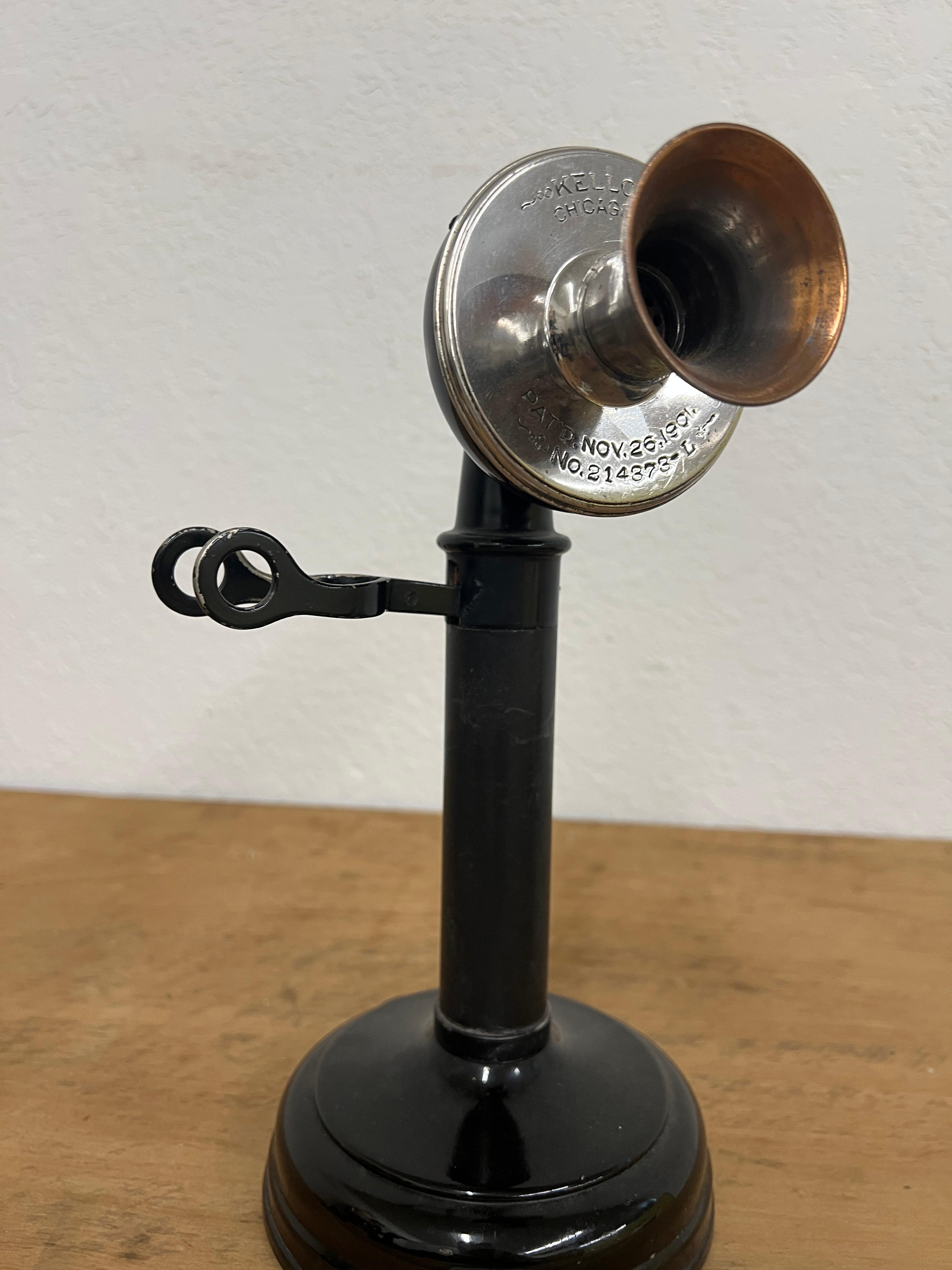 Kellogg Switchboard Chicago Candlestick Telephone with copper mouthpiece