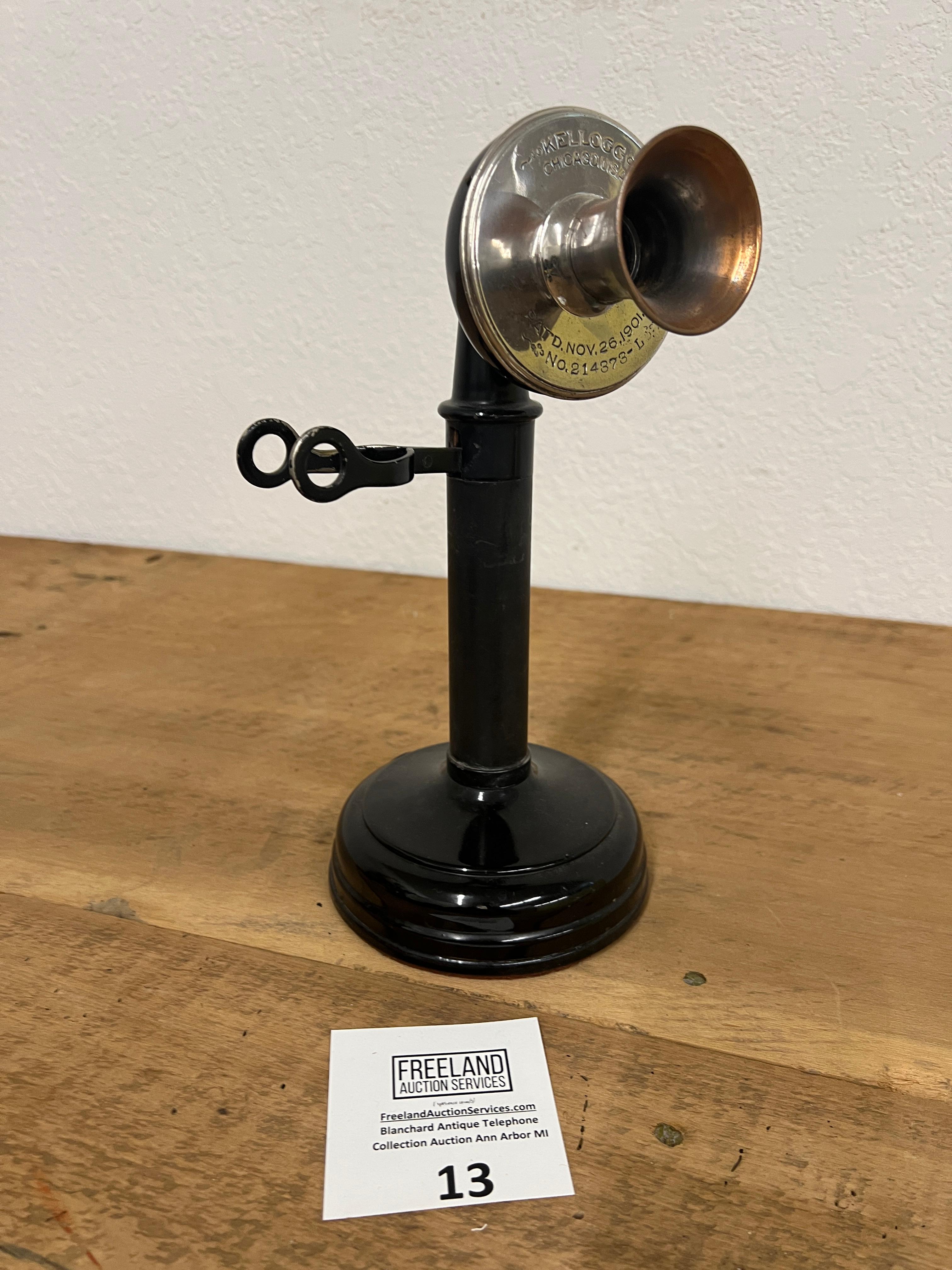 Kellogg Switchboard Chicago Candlestick Telephone with copper mouthpiece