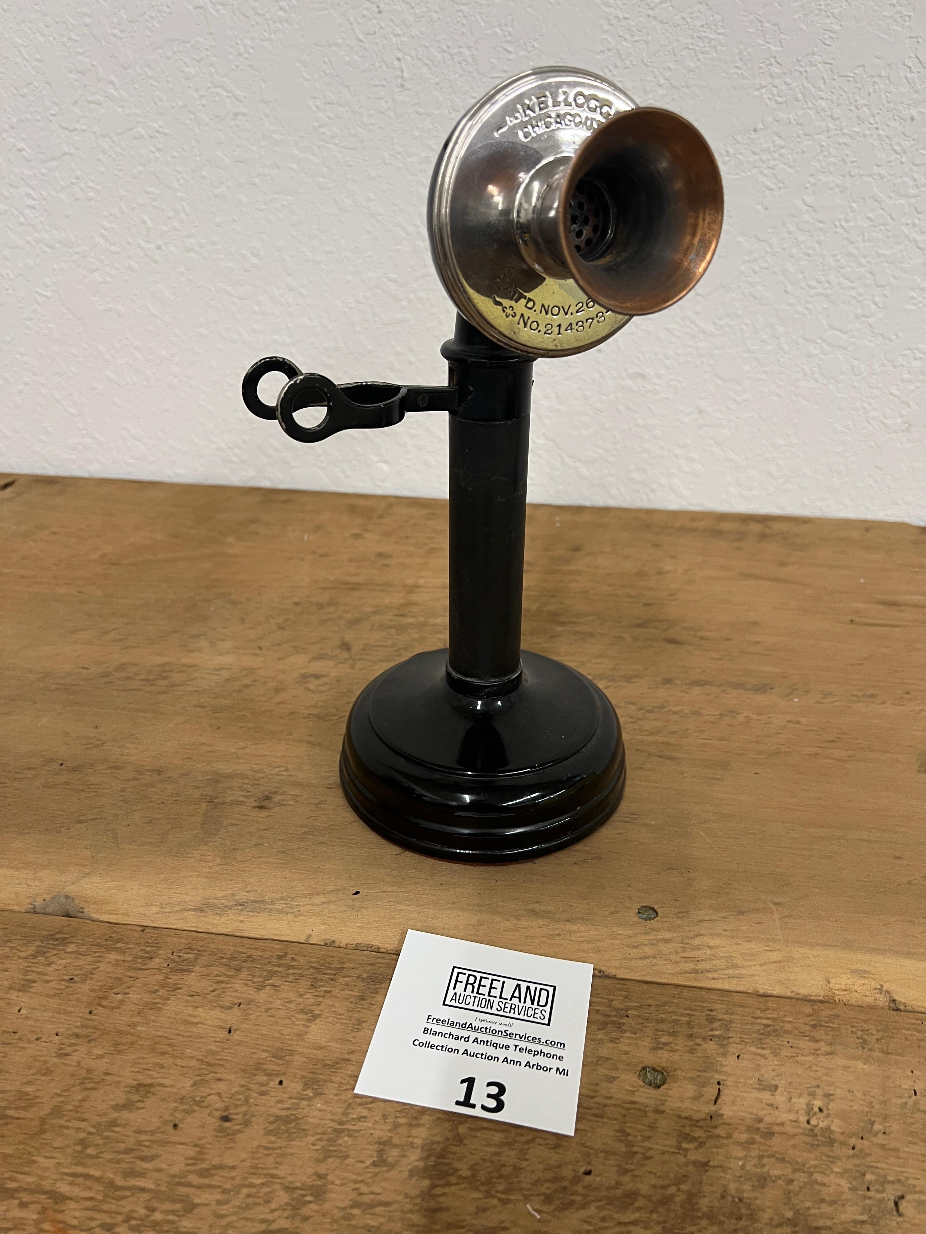 Kellogg Switchboard Chicago Candlestick Telephone with copper mouthpiece