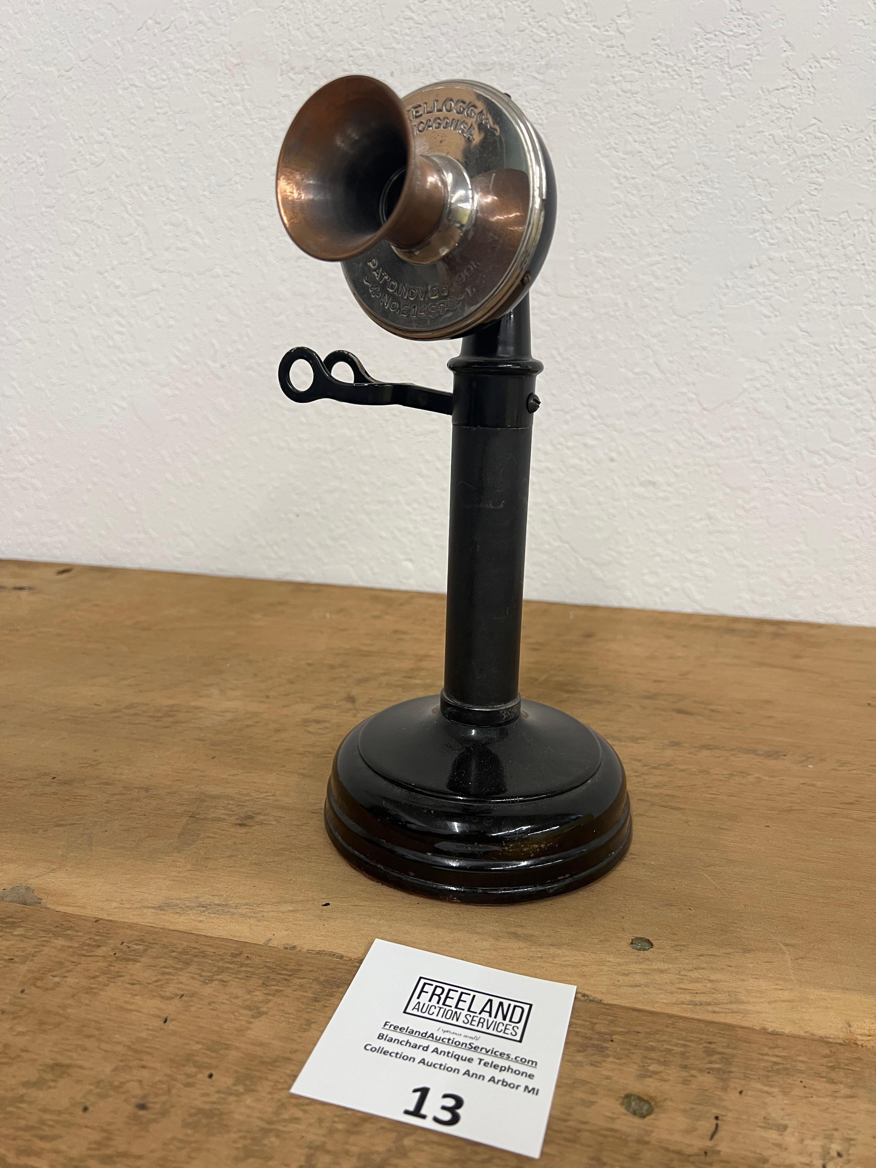 Kellogg Switchboard Chicago Candlestick Telephone with copper mouthpiece