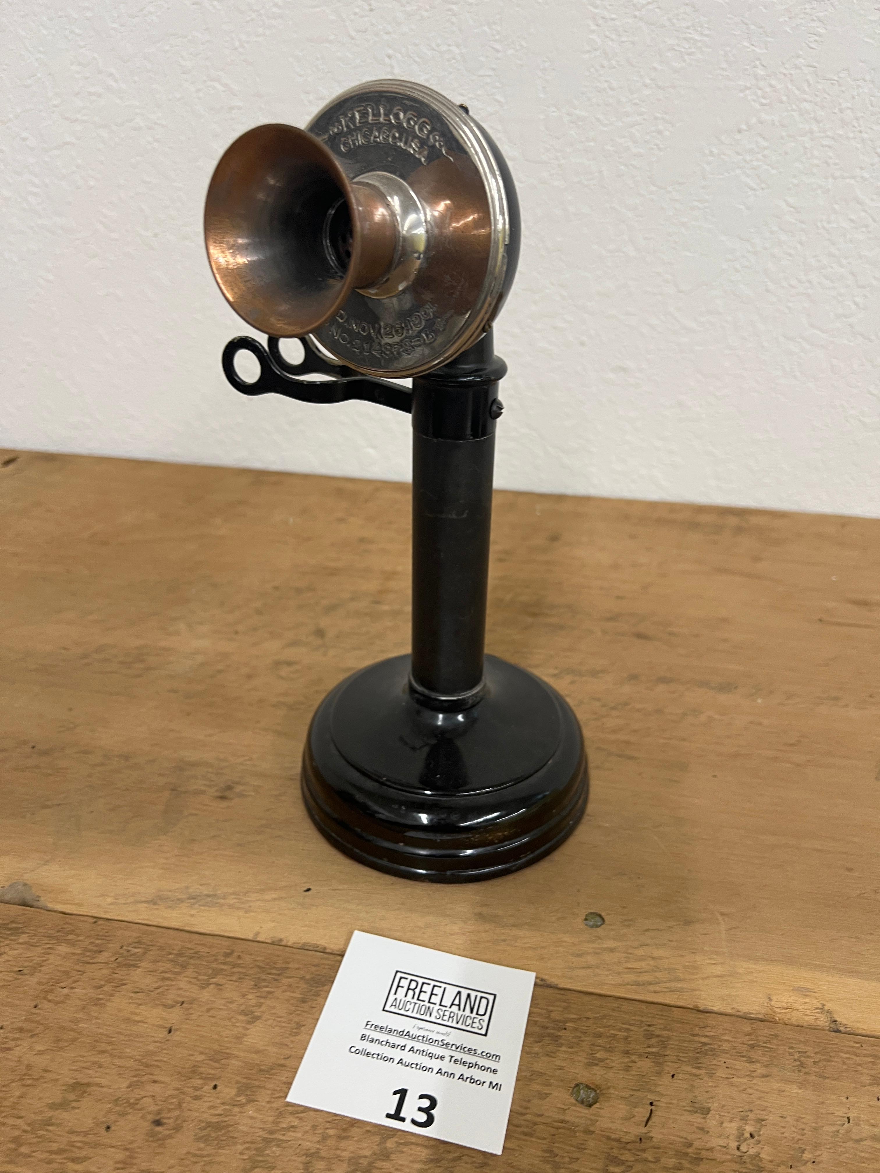 Kellogg Switchboard Chicago Candlestick Telephone with copper mouthpiece
