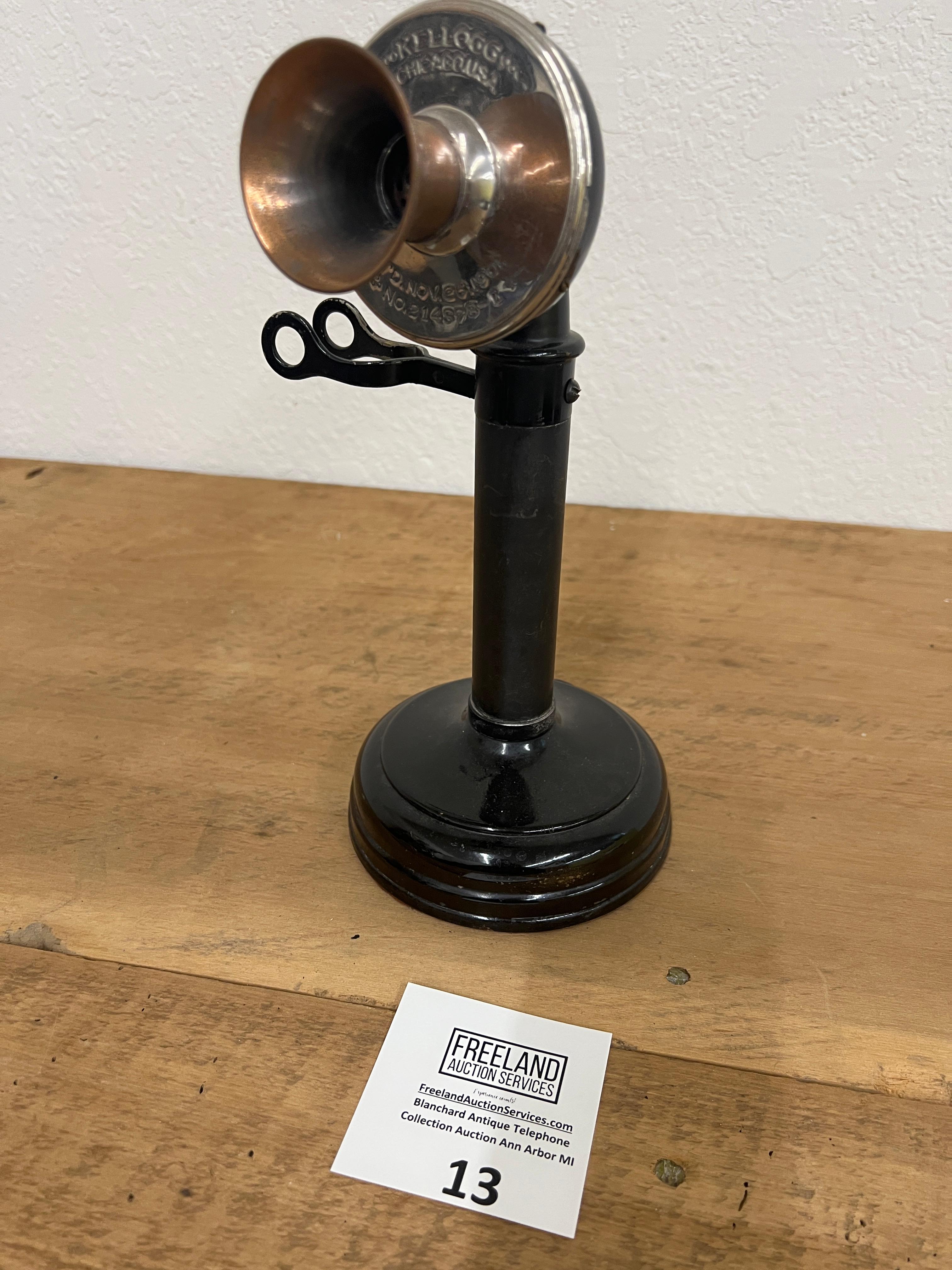 Kellogg Switchboard Chicago Candlestick Telephone with copper mouthpiece