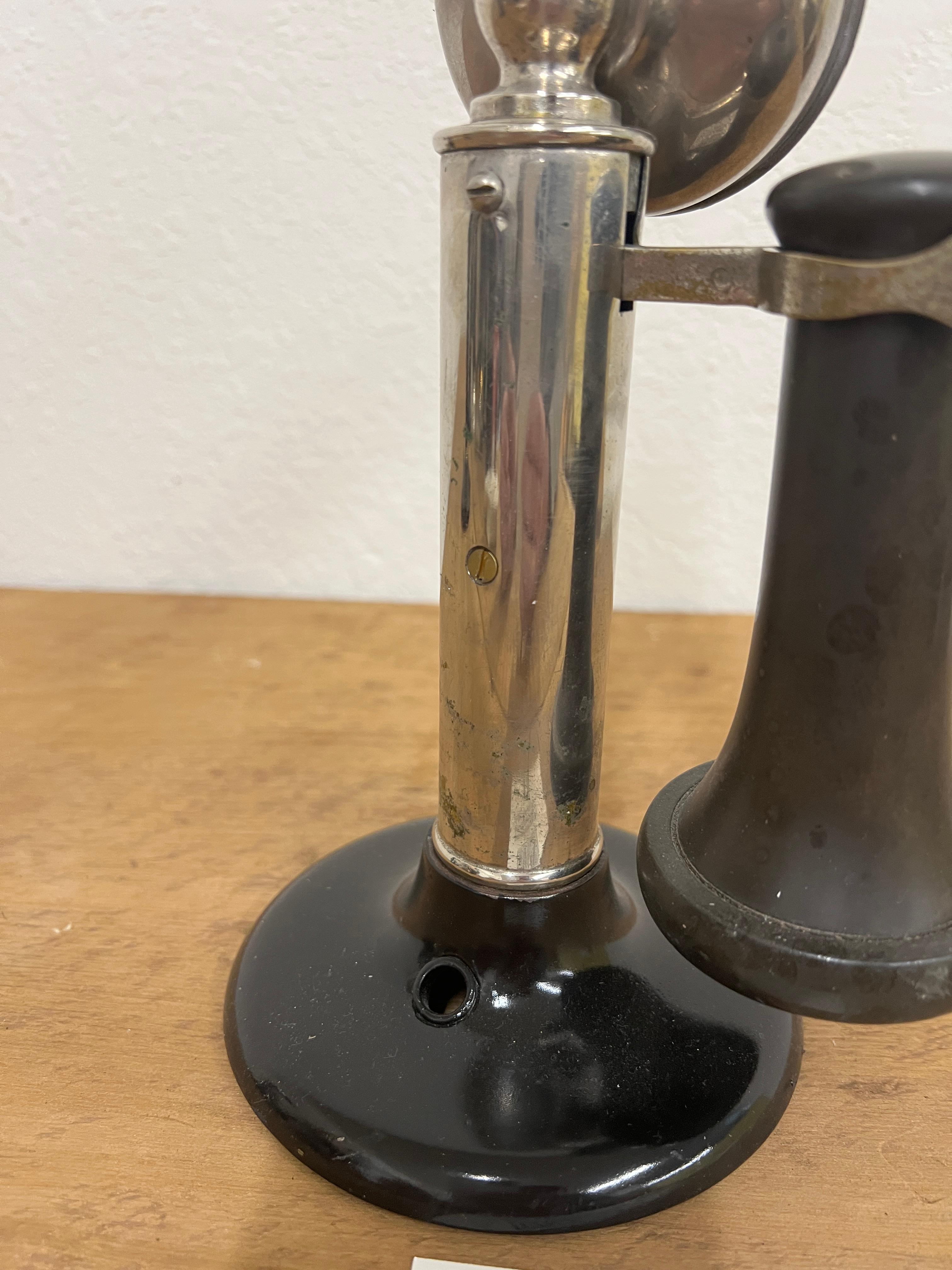 North Electric 1903 nickel candlestick telephone with THICK Shaft