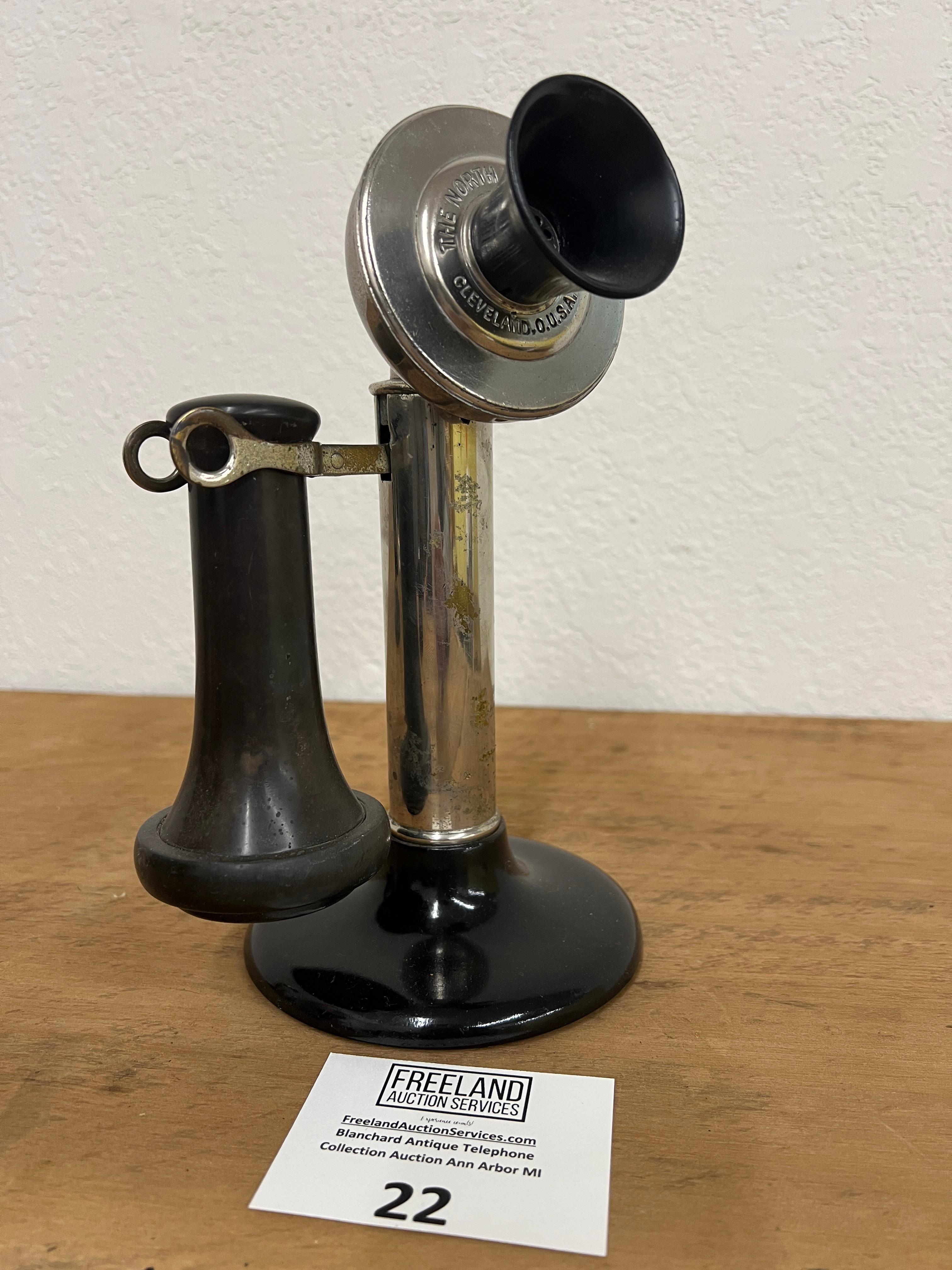 North Electric 1903 nickel candlestick telephone with THICK Shaft
