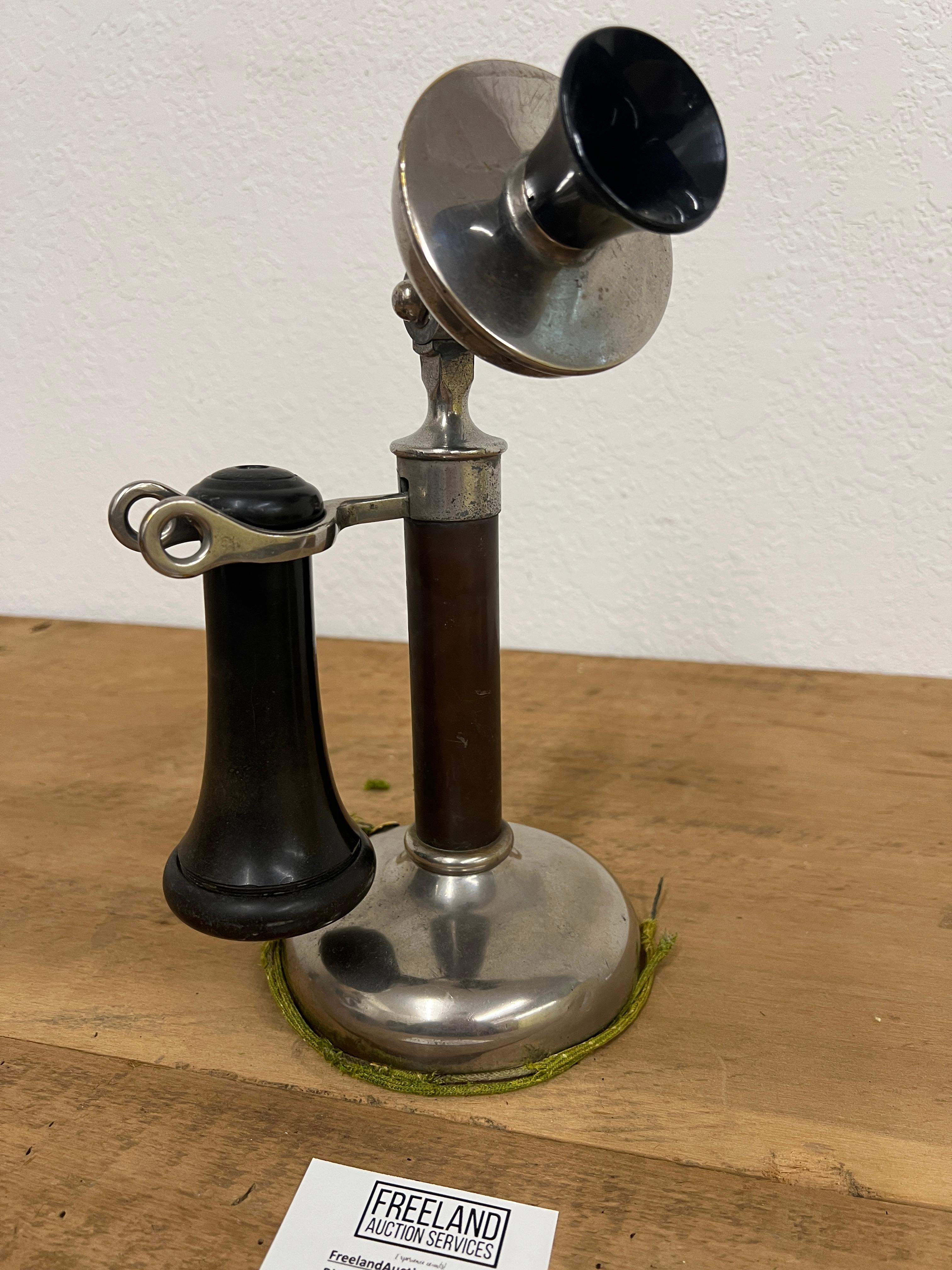 Dean Electric early 1900s nickel candlestick telephone