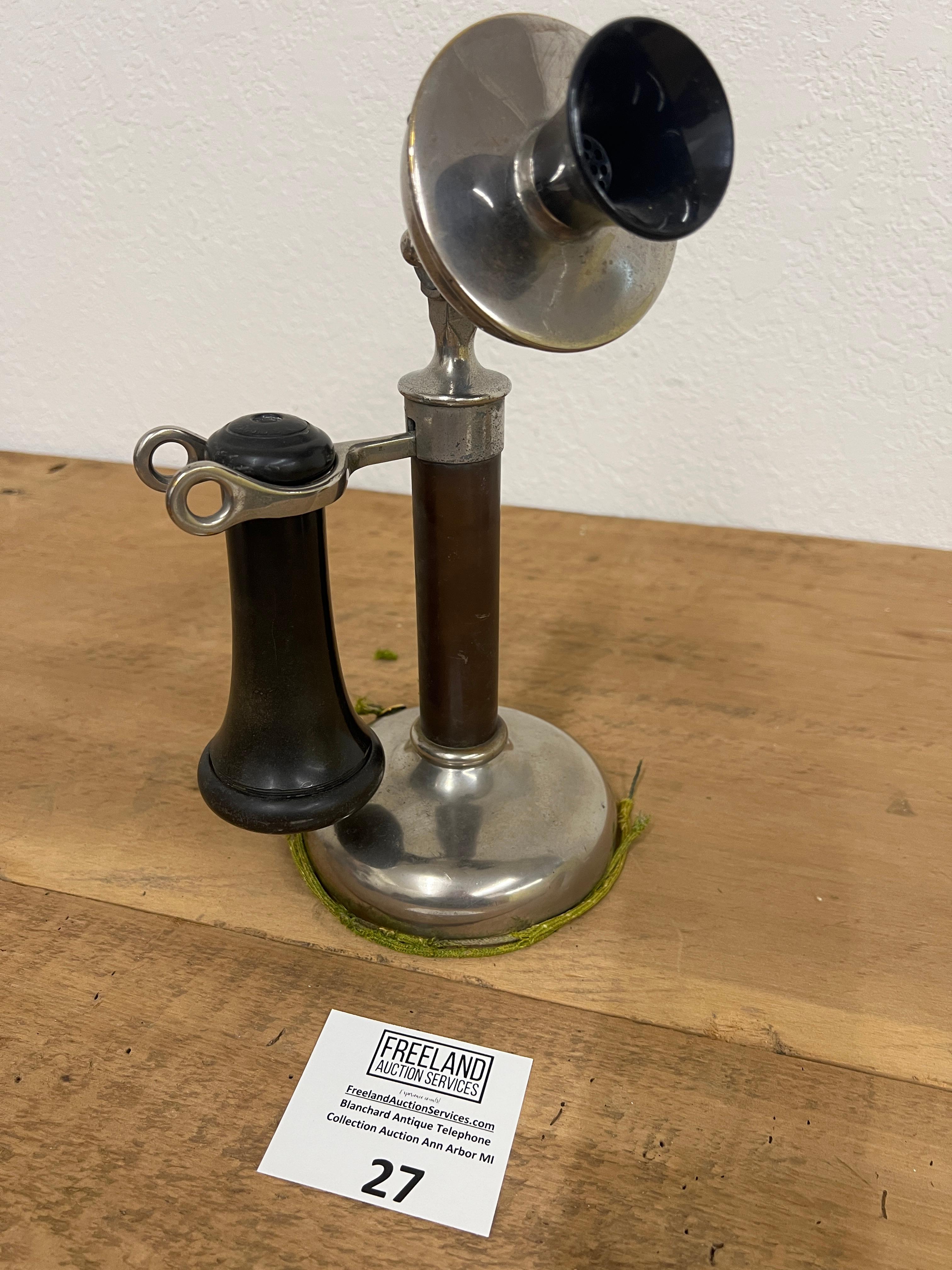 Dean Electric early 1900s nickel candlestick telephone