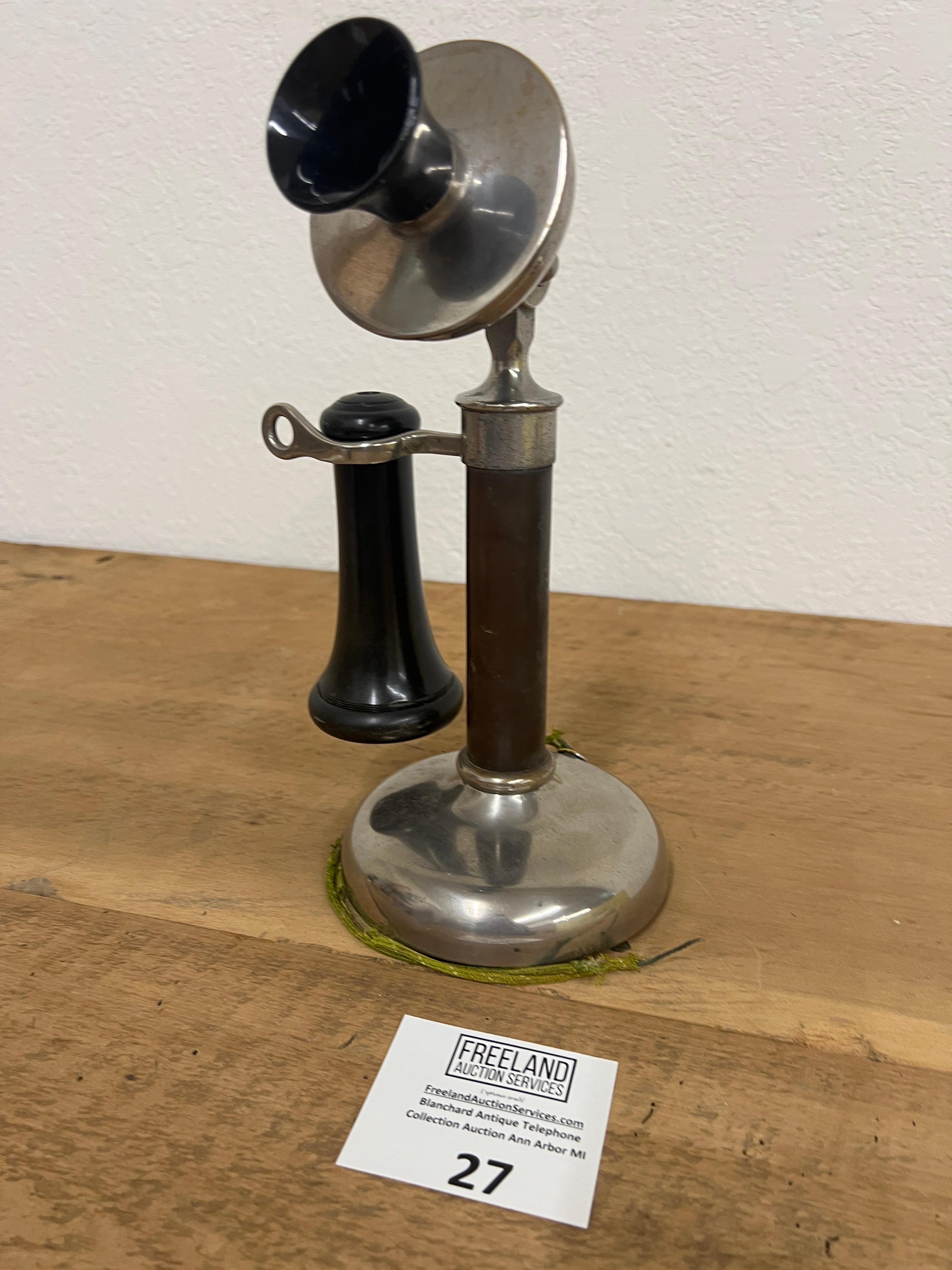 Dean Electric early 1900s nickel candlestick telephone