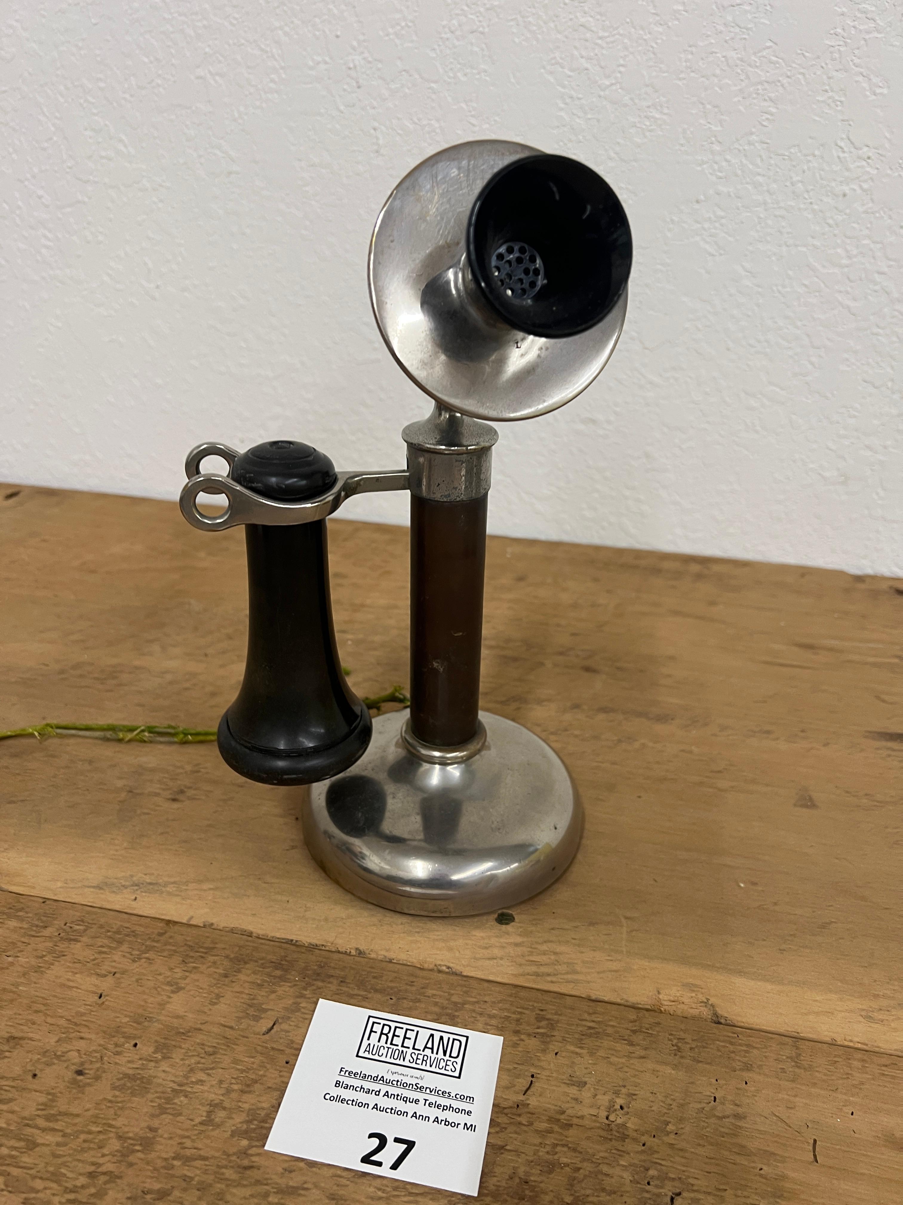 Dean Electric early 1900s nickel candlestick telephone