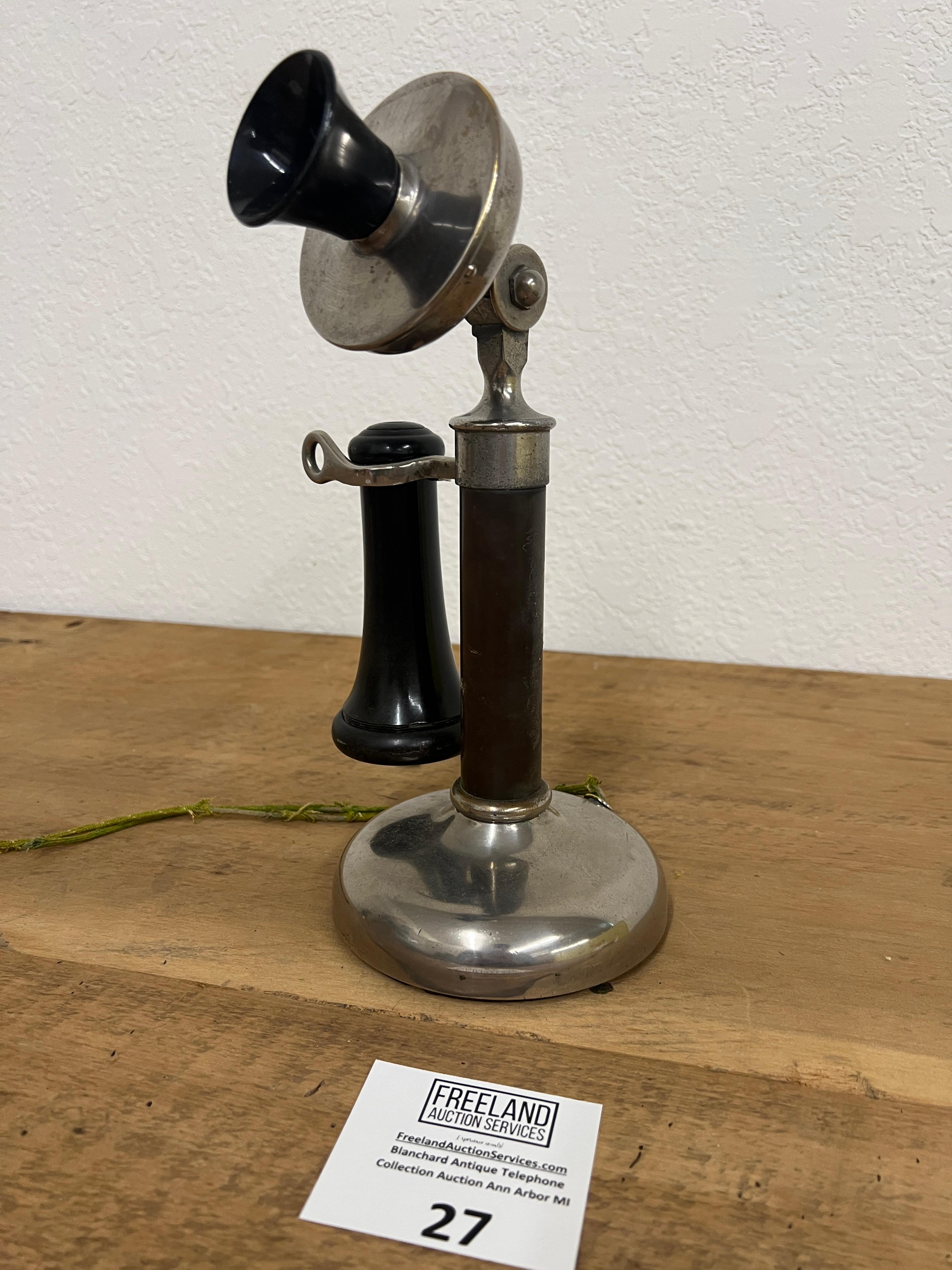 Dean Electric early 1900s nickel candlestick telephone