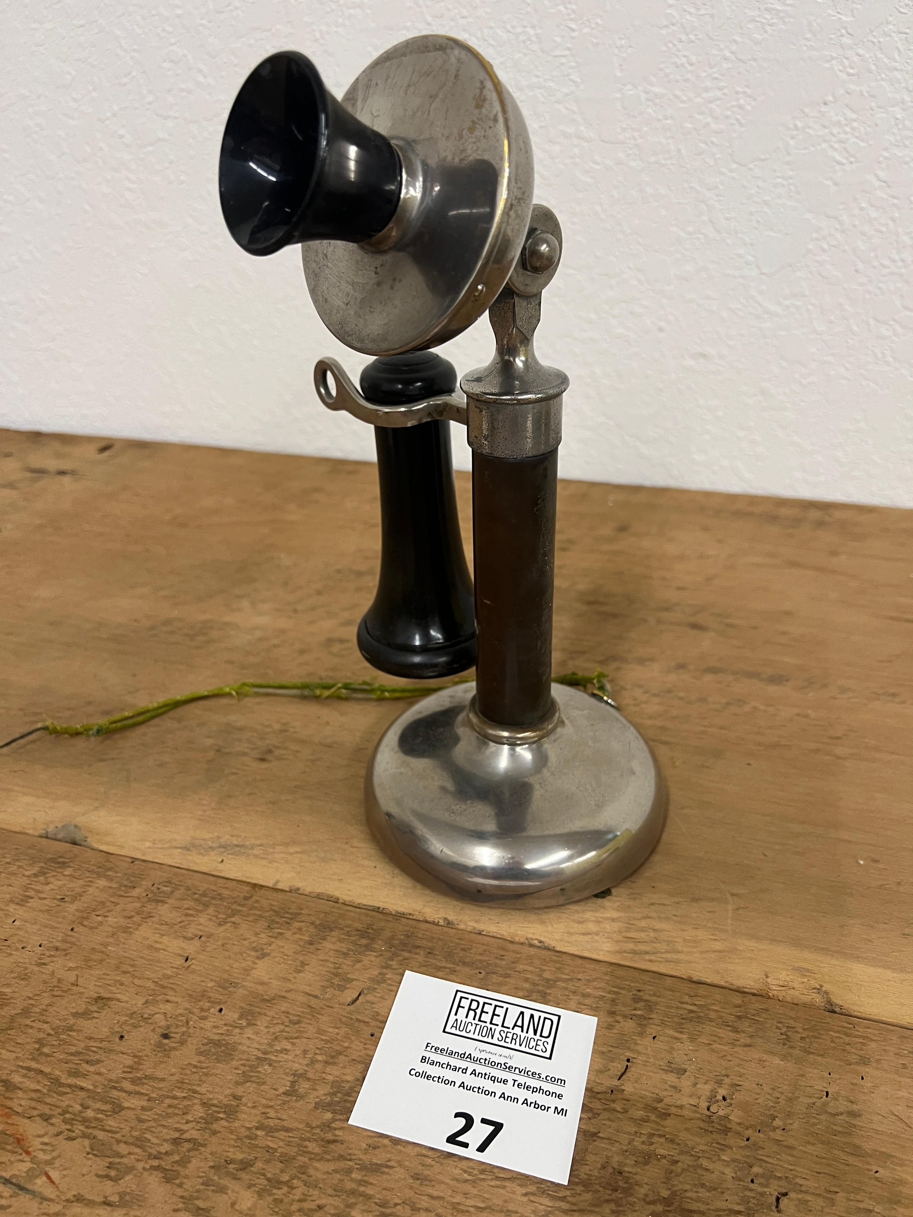 Dean Electric early 1900s nickel candlestick telephone