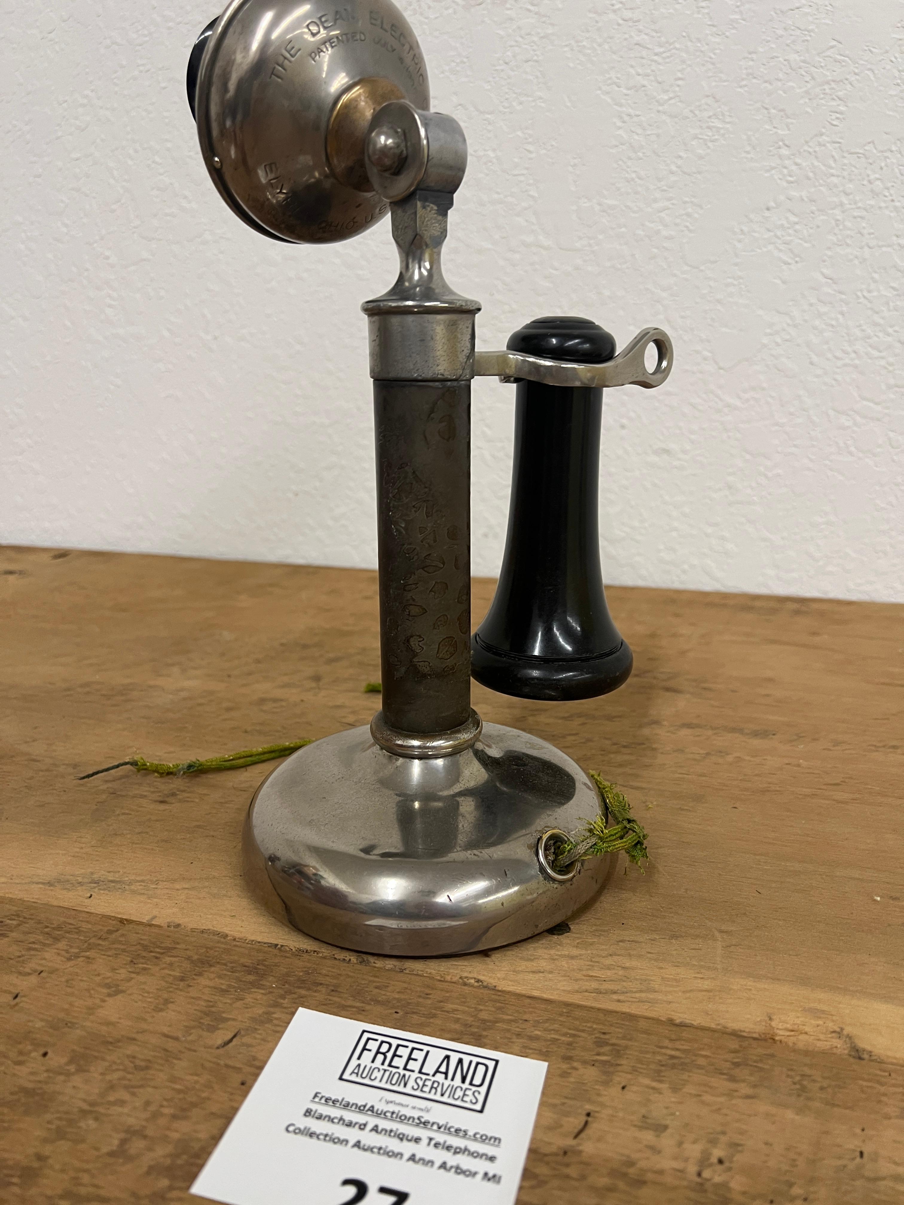 Dean Electric early 1900s nickel candlestick telephone